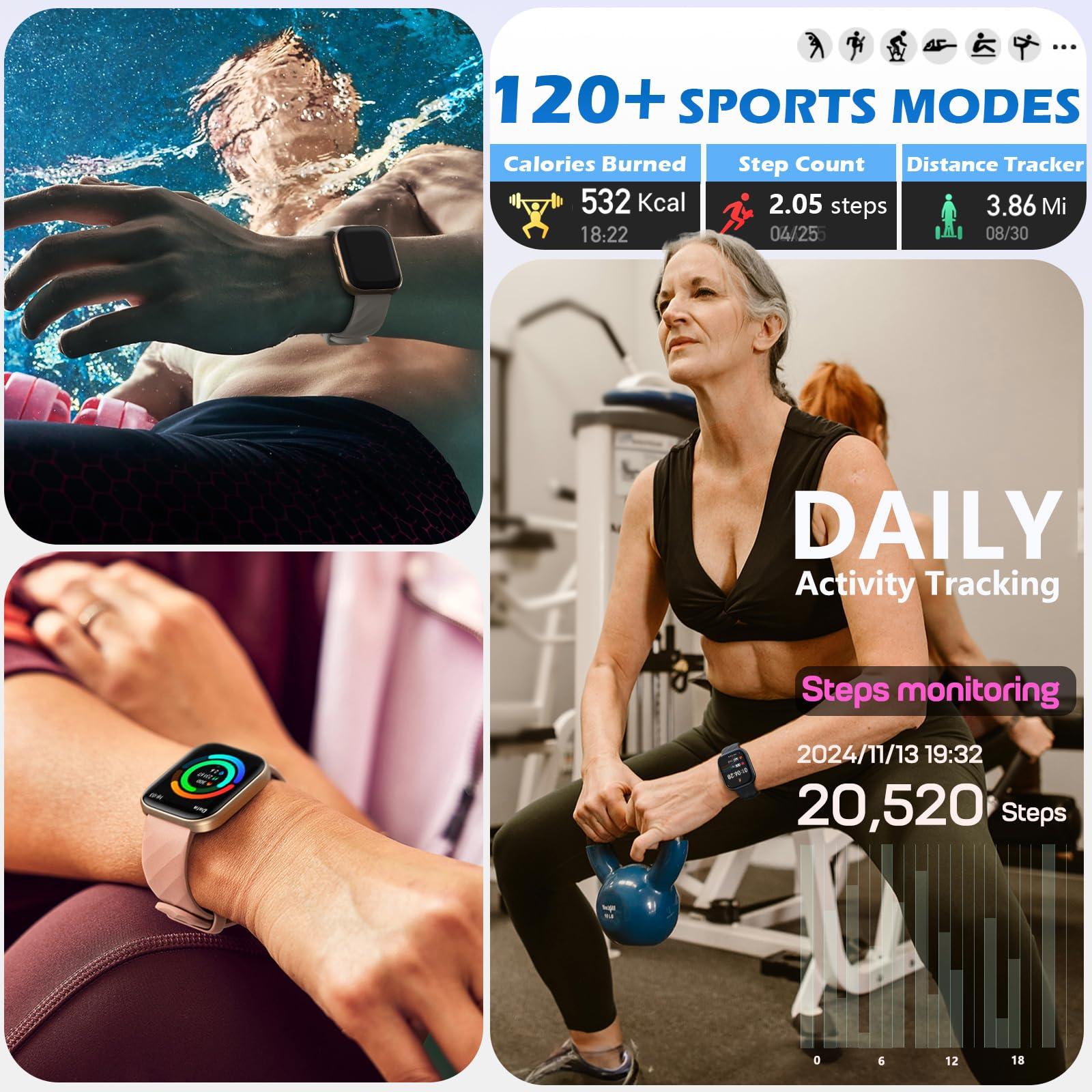 MorePro Smart Watch for Men Women(Make/Answer Call), 1.85" Fitness Tracker with 24/7 Heart Rate & Blood Pressure Monitor, Blood Oxy-gen Sleep Tracking, 120+ Sports Activity Tracker for iOS Android - Image 4