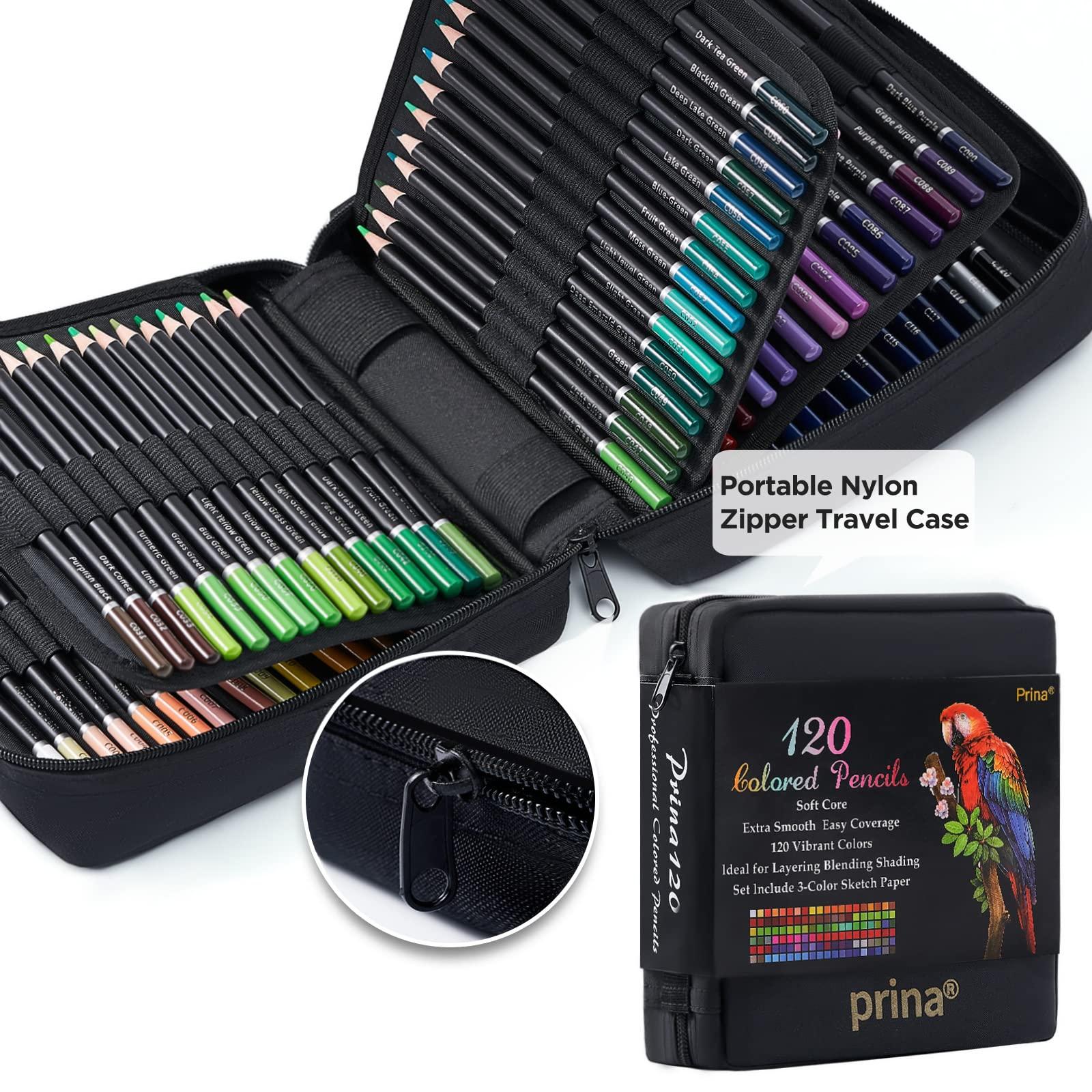 PRINA Art Supplies 120 Colors Colored Pencils Set for Adults Coloring Books with Sketchbook, Professional Vibrant Artists Coloring Pencils for Drawing Sketching Blending Shading, Soft Core Oil Based - Image 2