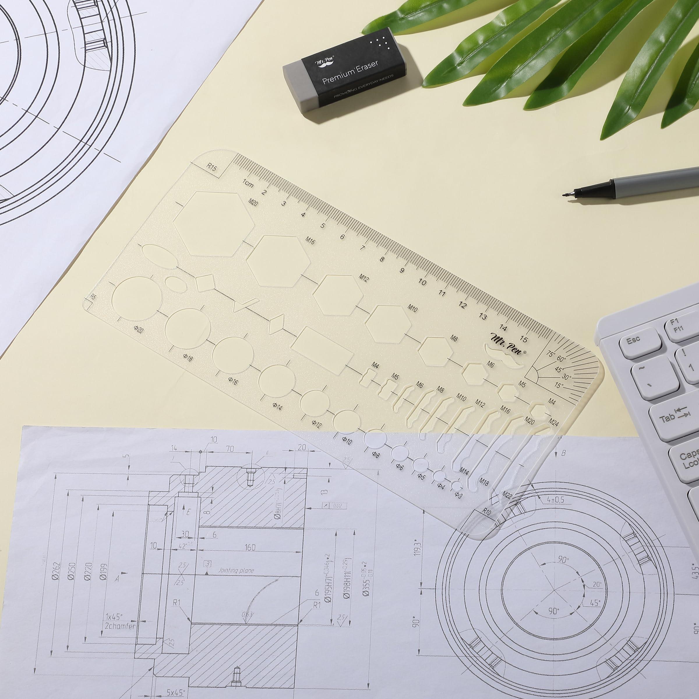 Mr. Pen- Geometric Drawing Template, Hexagon & Circles, Plastic Template Plastic, Shape Stencils for Drawing - Image 8