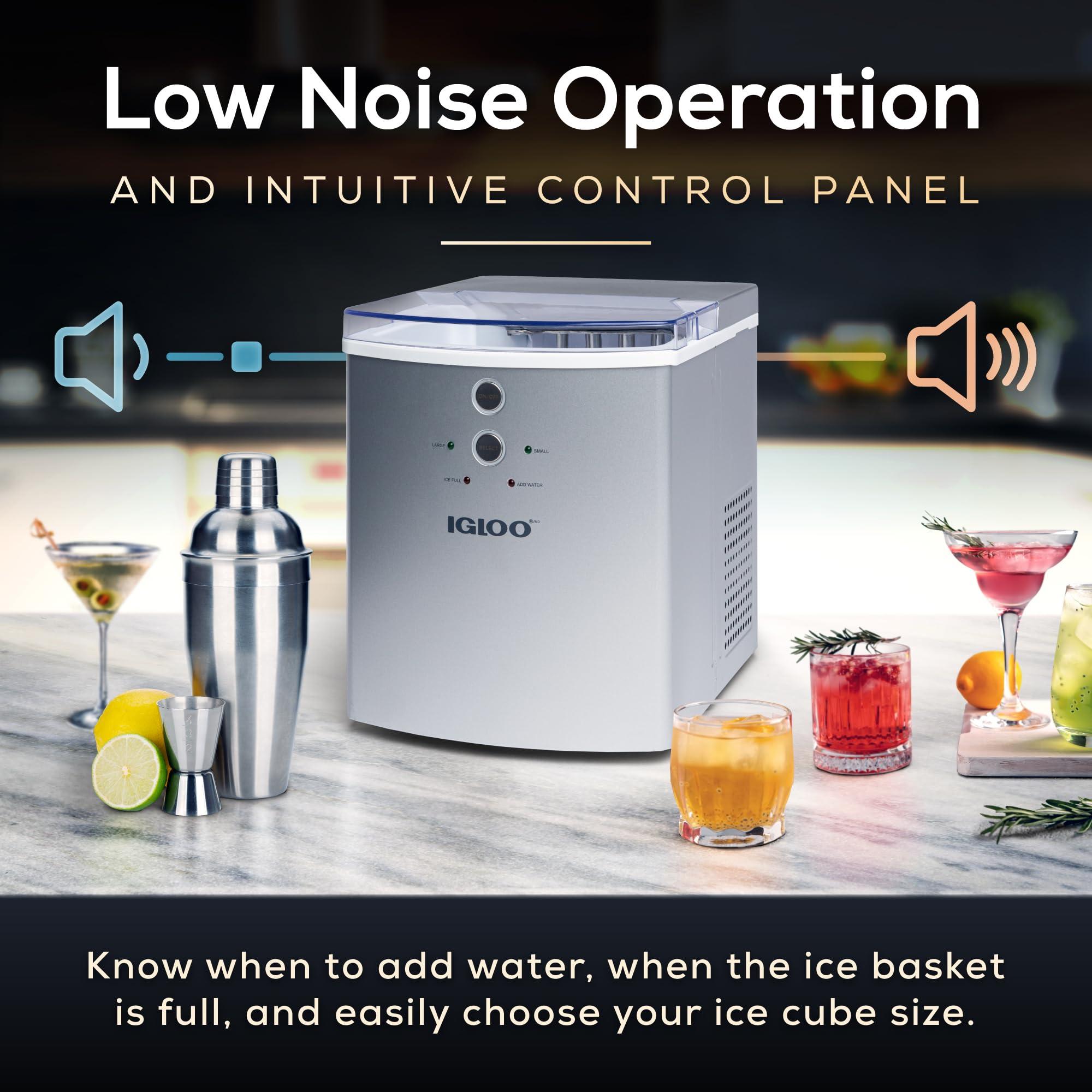 Igloo Electric Countertop Ice Maker Machine - Automatic and Portable - 33 Pounds in 24 Hours - Ice Cube Maker - Ice Scoop and Basket - Ideal for Iced Coffee and Cocktails - Silver - Image 5