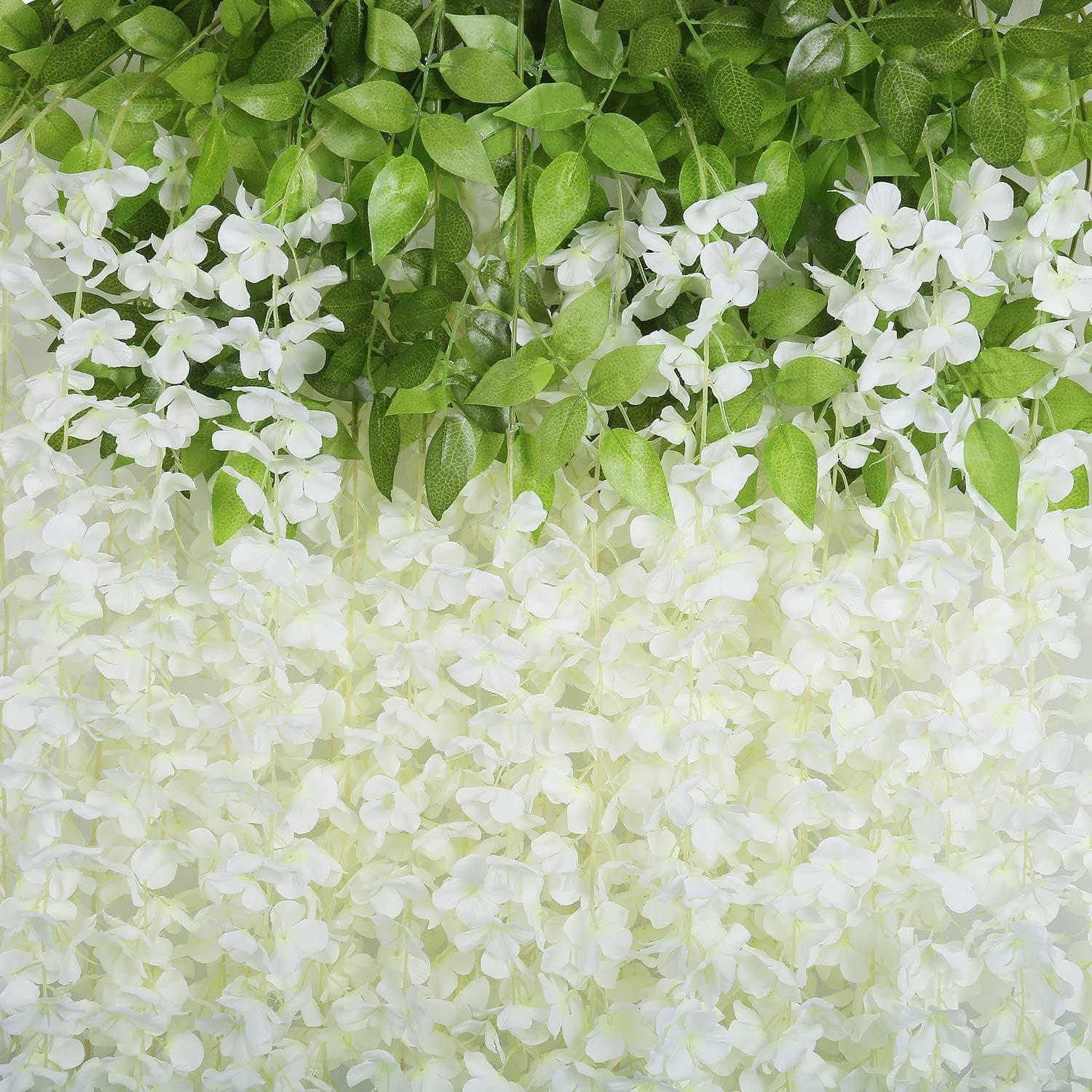WEIDOLLAR Wisteria Hanging Flowers, 60 Packs Artificial Wisteria Vines Fake Garland Silk Flower String for Wedding Party Garden Outdoor Greenery Home Wall Decoration - Image 6