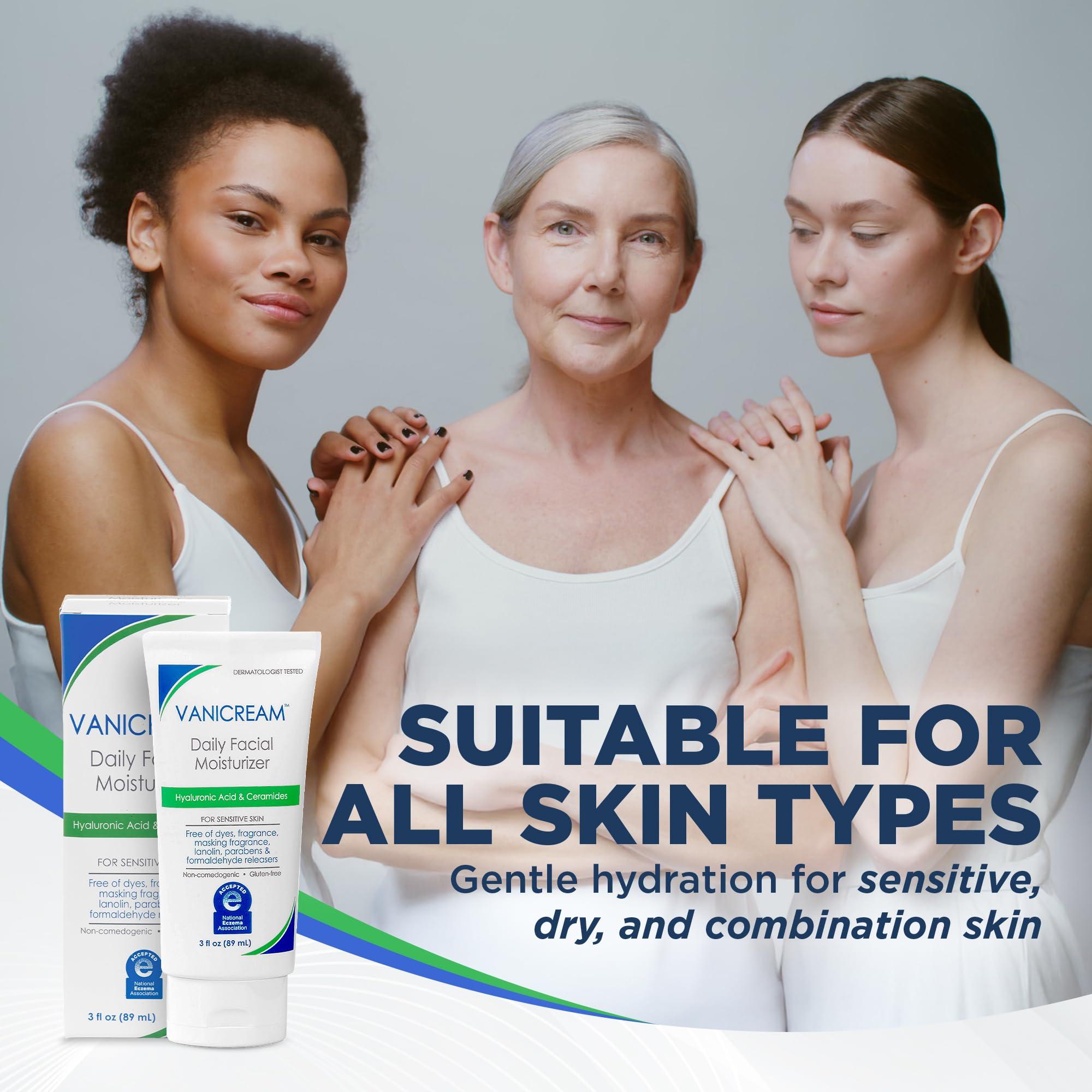 Vanicream Daily Facial Moisturizer, Face Cream with 5 Key Cermides & Hyaluronic Acid, 3 Fl Oz, Formulated Without Common Irritants for  Sensitive Skin, Lightweight, Non-Greasy Hydration  - Image 6