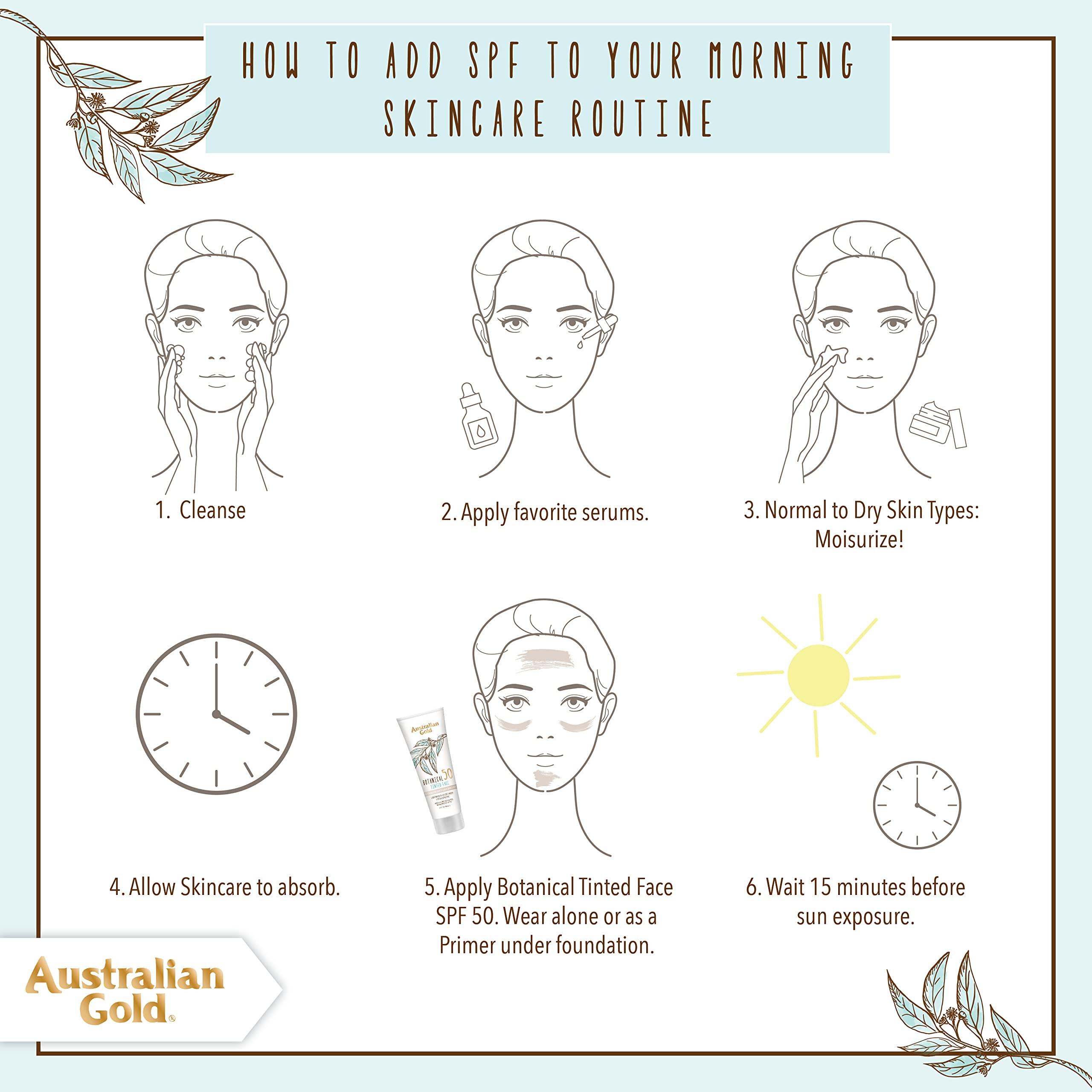 Australian Gold Botanical SPF 50 Tinted Mineral Sunscreen for Face, Non-Chemical BB Cream, Water-Resistant, Matte Finish, For Sensitive Facial Skin, Medium to Tan Skin Tones, 3 FL Oz - Image 8