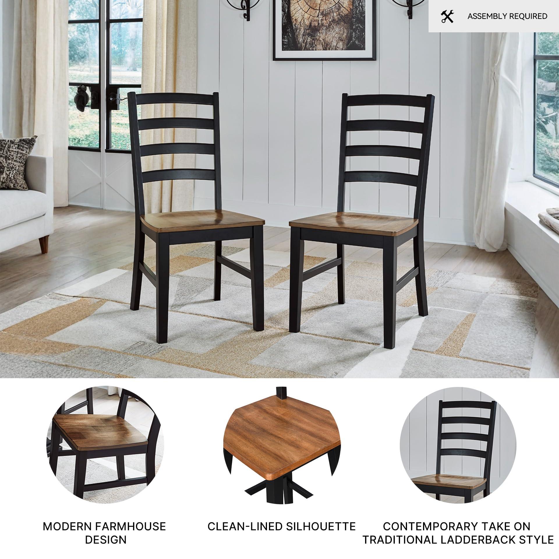 Signature Design by Ashley Wildenauer Rustic Armless Dining Chair, Set of 2, Black & Light Brown - Image 4