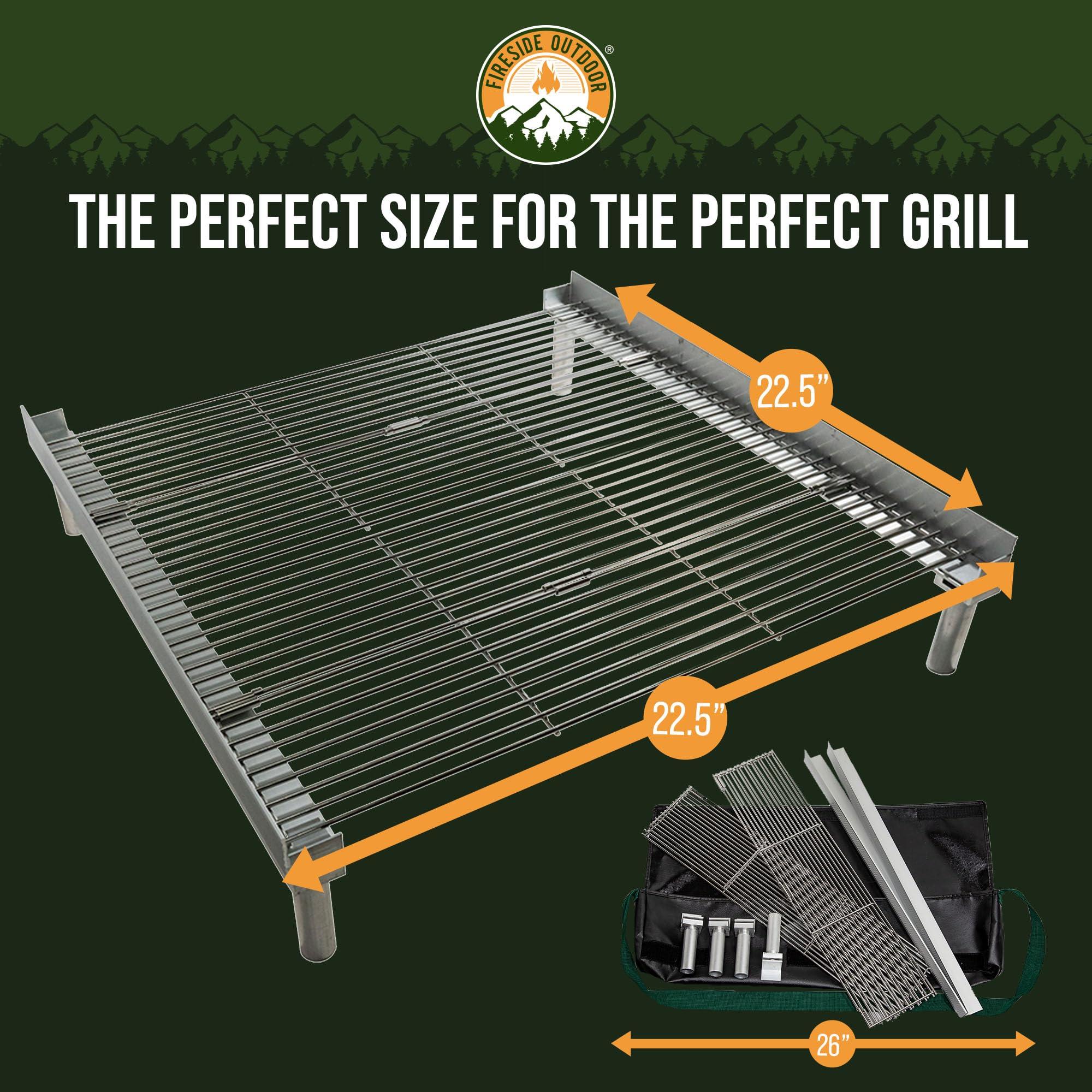 Fireside Outdoor Pop-Up Fire Pit Grilling Grate-Folding Grill Design for Outdoor Cooking, Portable Fire Pit Grill Grates, Camping Cooking, Foldable Campfire Grill Grate- Quad-Fold Folding Grill Grates - Image 4