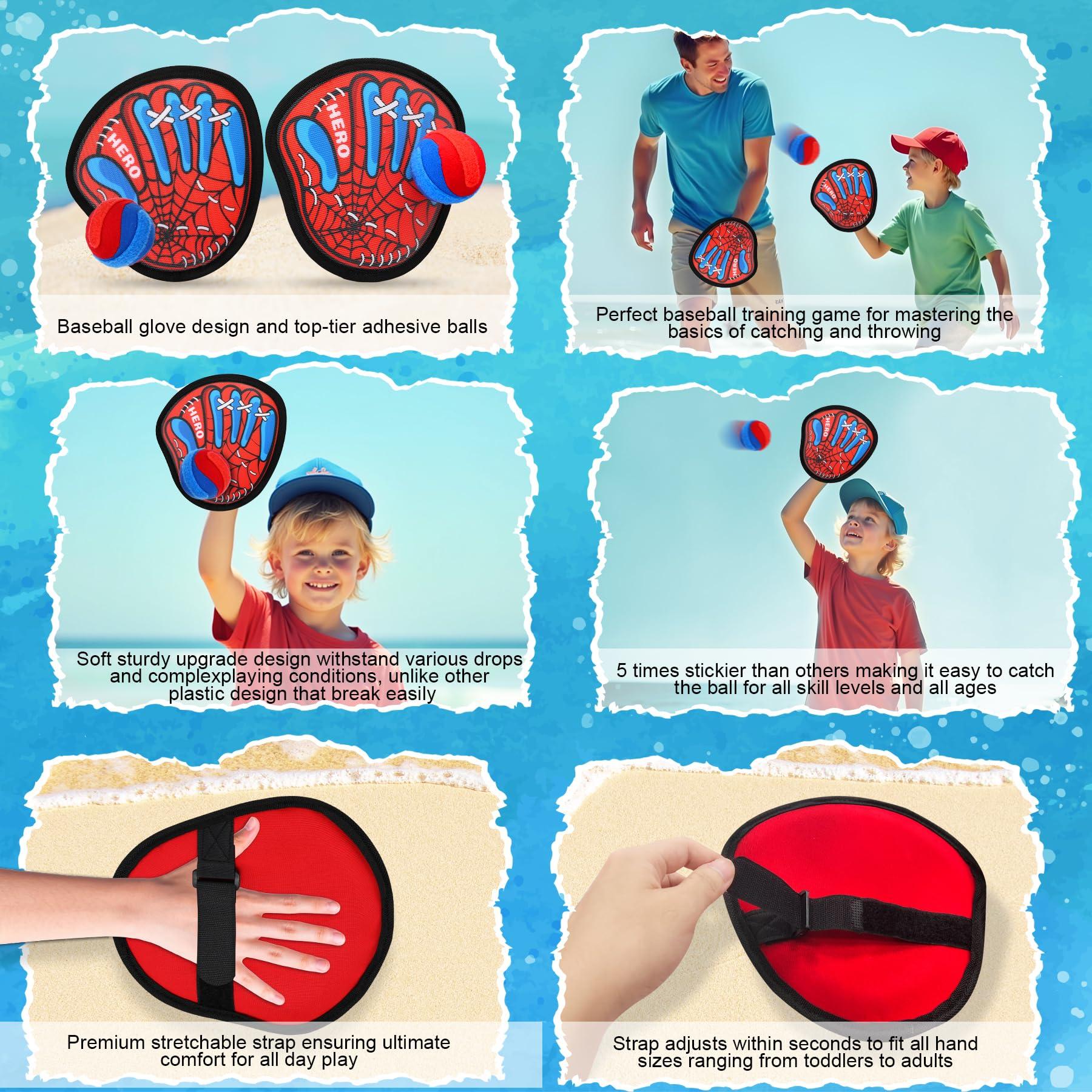 Toss and Catch Ball Game Set - Kids Outdoor Beach Pool Toys,Upgraded Sticky Balls & Toddler Baseball Training Glove,Fun Outdoor Sport Yard Game Toy,Birthday Gift for 3 4 5 6 7 8+ Year Old Boys Girls - Image 6