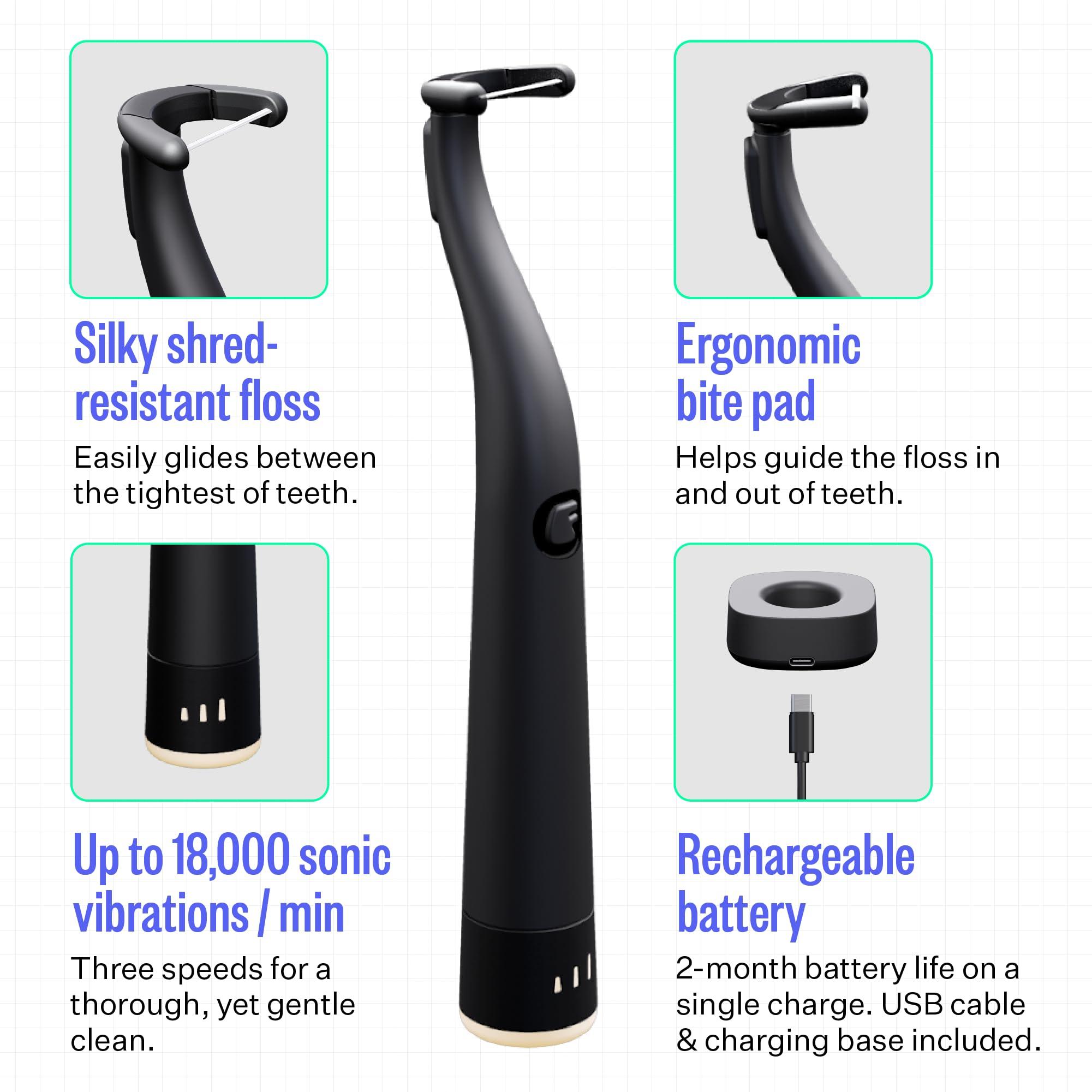 FLAUS Electric Flosser (Shark Tank) 3 Speeds + 45 Refill Heads w/Gentle Gliding Floss for Sensitive Gum Care - Water Flosser Alternative, Dentist Recommended Tooth Flossers, Eco Dental Floss Picks - Image 5