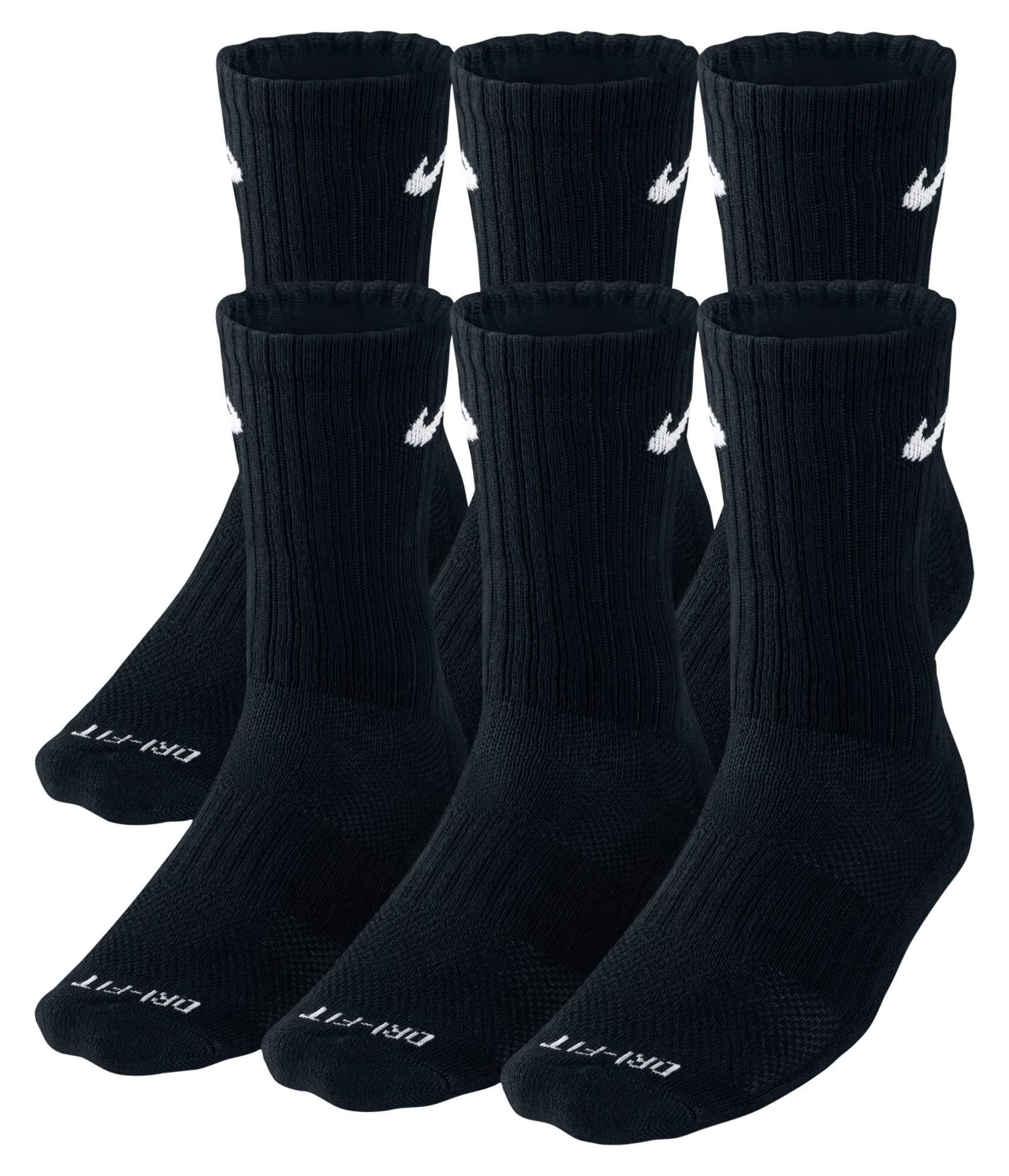 Nike 6 Pack Sports Dri-Fit Moisture Wicking Athletic Crew Socks Red Yellow Blue Green Purple Orange White