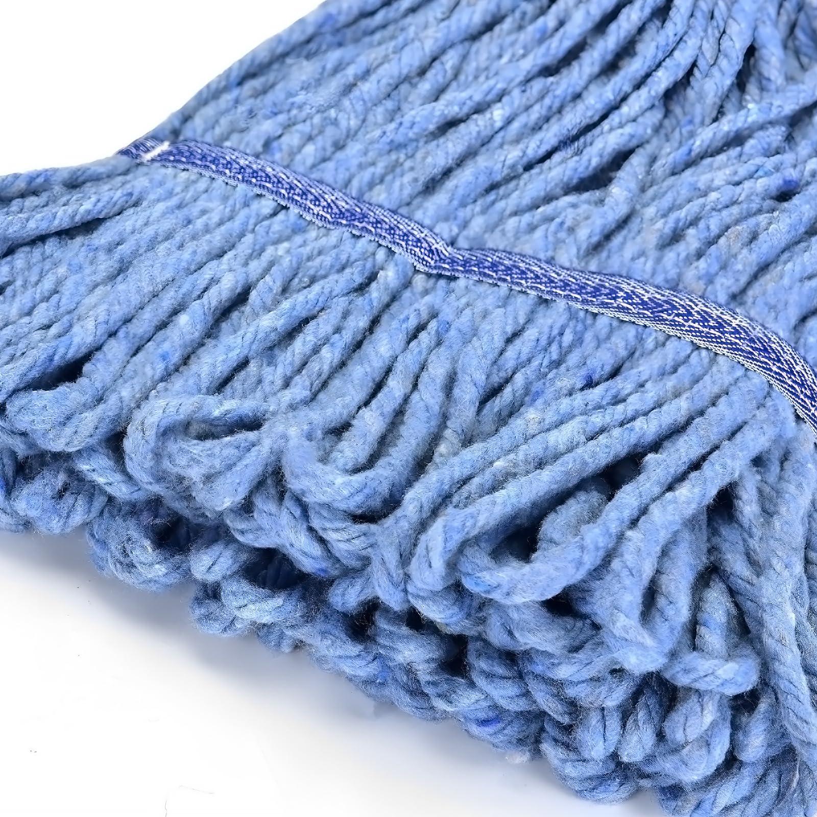 MATTHEW CLEANING Heavy Duty Mop Head Commercial Replacement for General and Floor Cleaning , Wet Industrial Blue Cotton Looped End String Head Refill (Pack of 3) Blue - Image 7