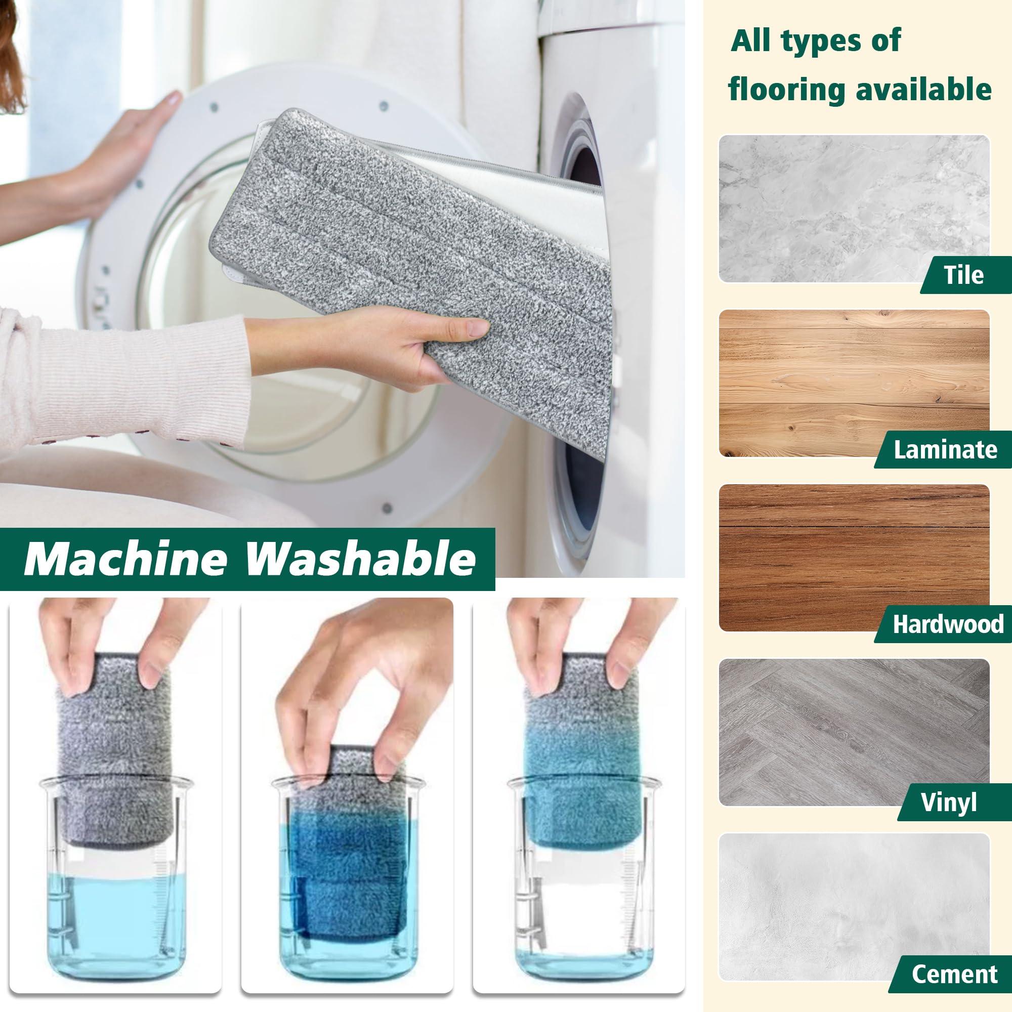 JC Jorden Mop and Bucket with Wringer Set, Hands Free Flat Floor Mop and Bucket, 3 Washable Microfiber Pads Included, Wet and Dry Use, Home Floor Cleaning System for All Floor Types and Windows - Image 7