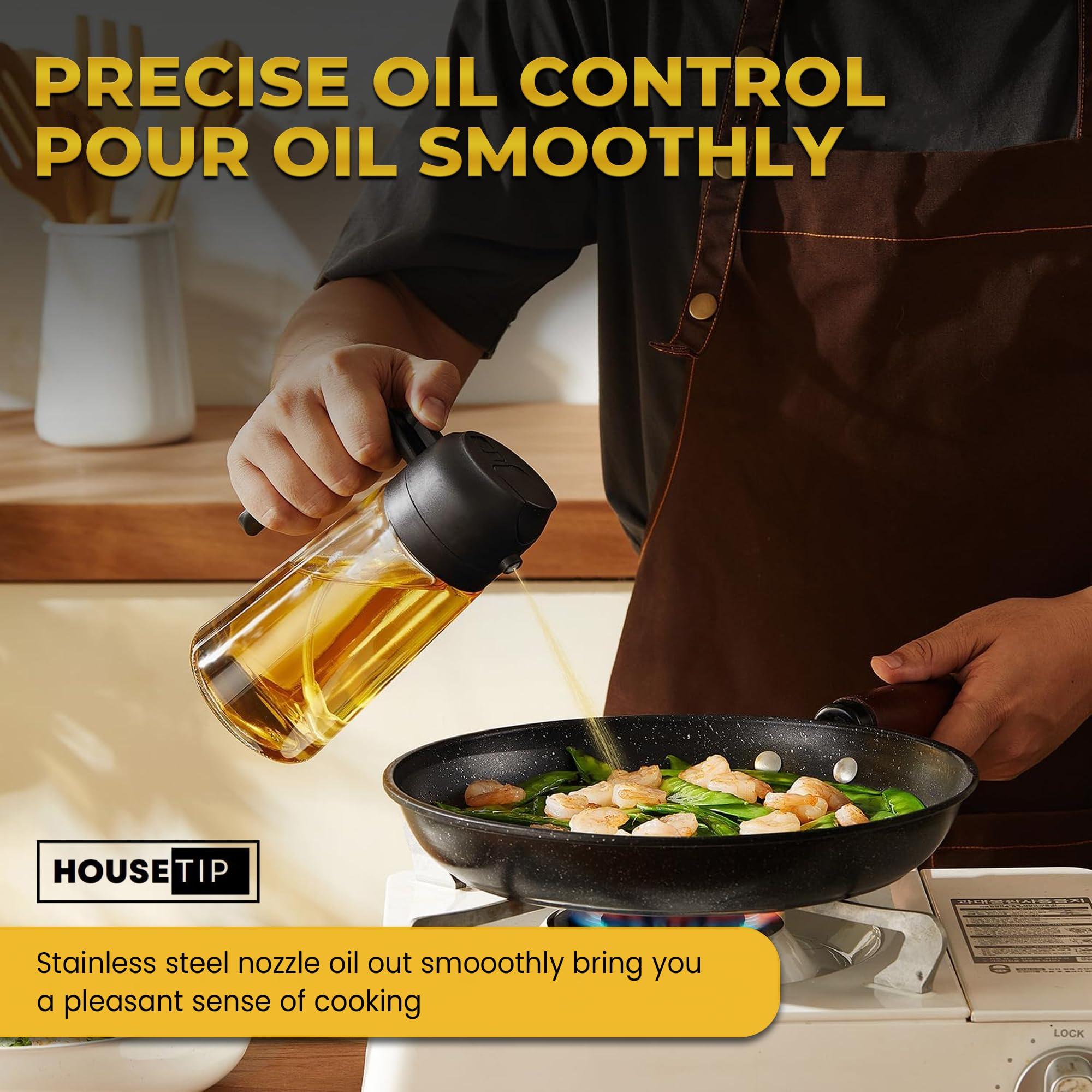 Housetip Oil Dispenser For Kitchen, 2 in 1 Glass Olive Oil Dispenser Bottle Spray And Pour, 16.9 Oz/500ml & Oil Sprayer For Cooking, Prefect For Air Fryers, Salad Dressing, BBQ and Grilling - Image 6
