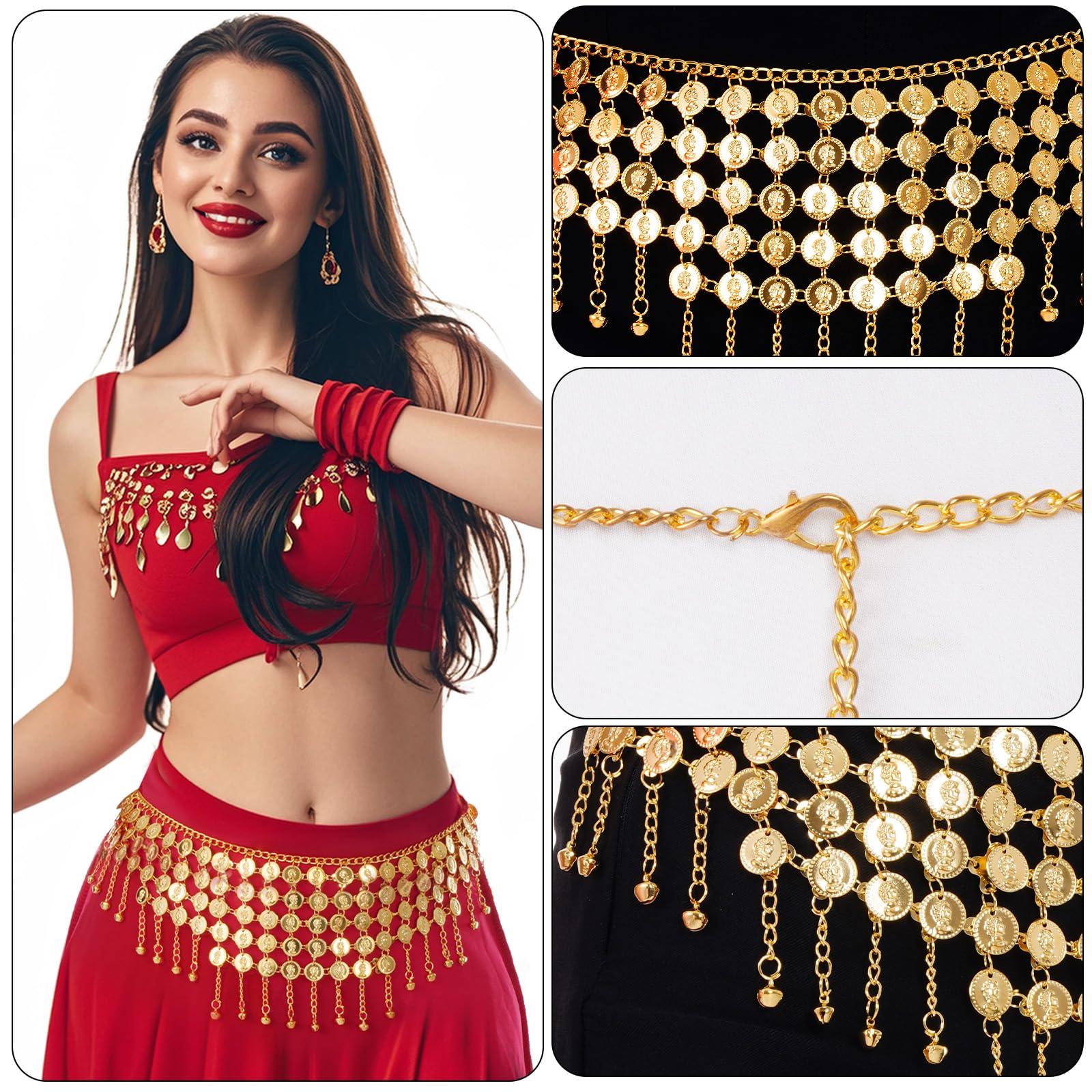 Topbuti Coins Belly Dance Hip Scarf Belt Belly Dancing Coins Skirts Chain Belt for Bellydance Halloween Costume Accessory - Image 4