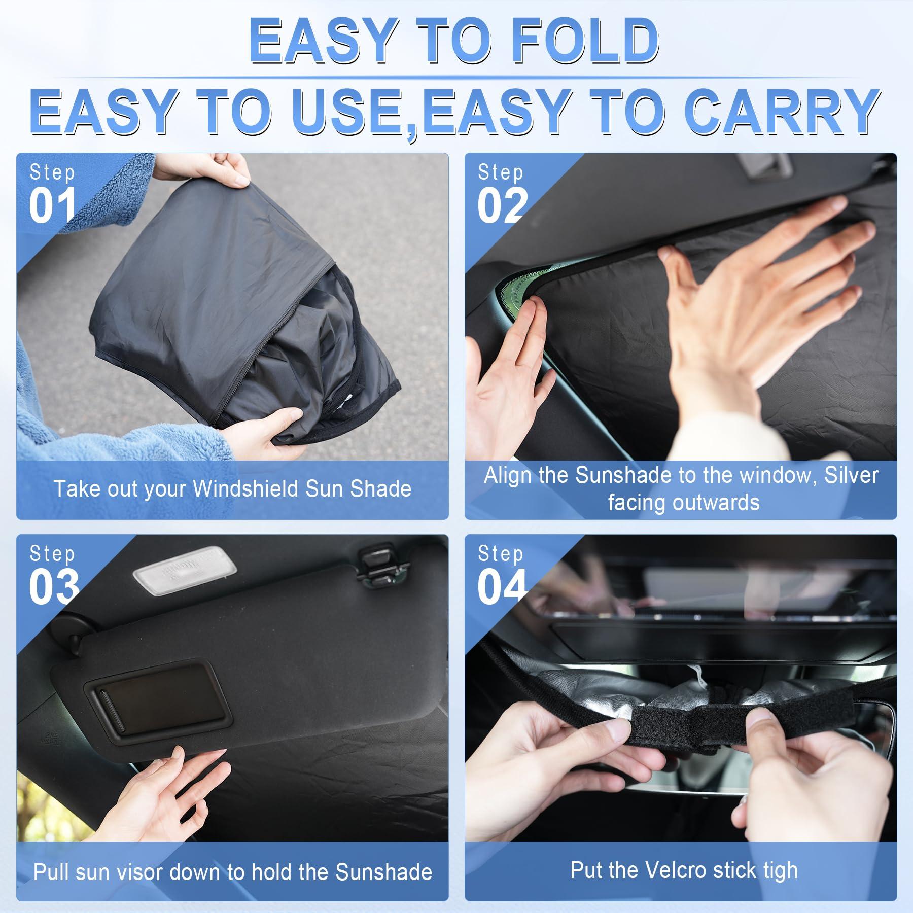 SINGARO Universal Car Windshield Sun Shade, Foldable Reflective for Windshield & Window Shades with Overlapping Design, Car Interior Accessories - Image 4