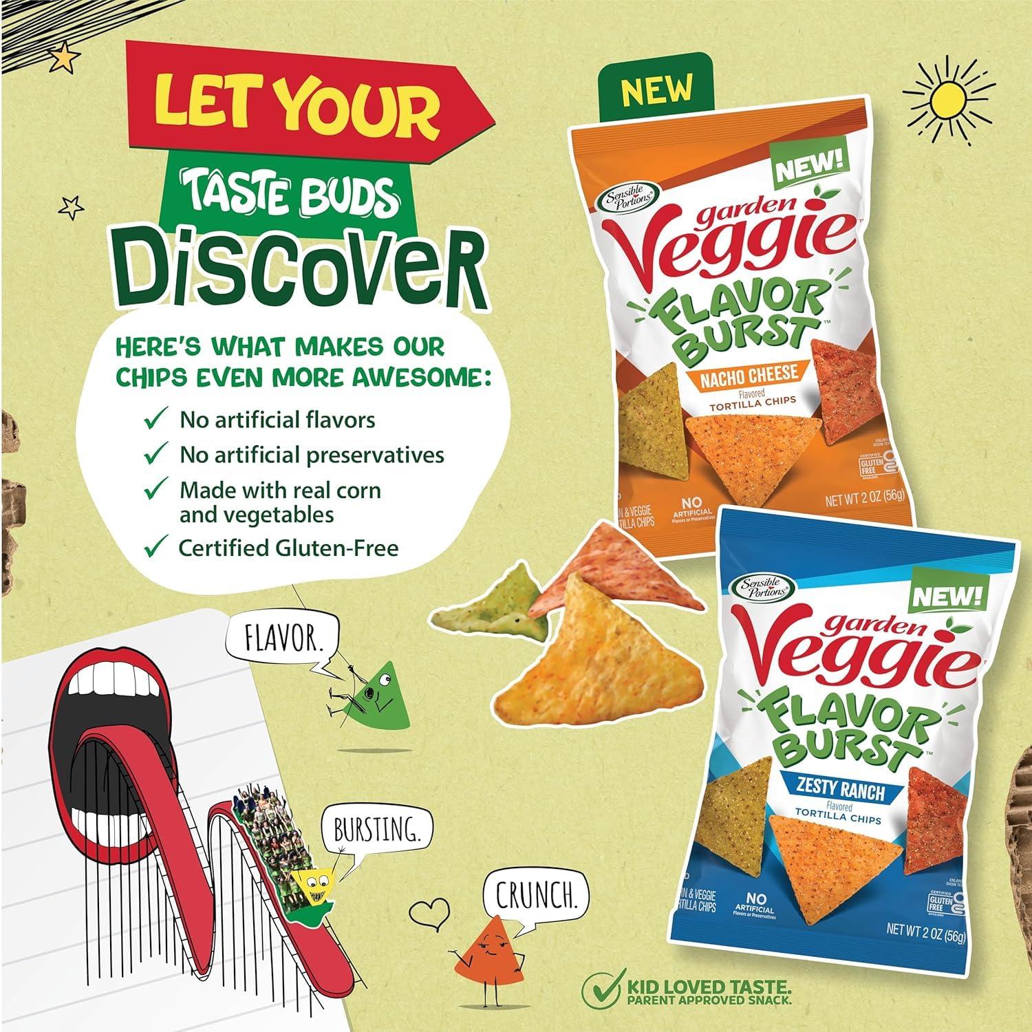 Sensible Portions Garden Veggie Flavor Burst Tortilla Chips, Nacho, 6 Oz - Image 7