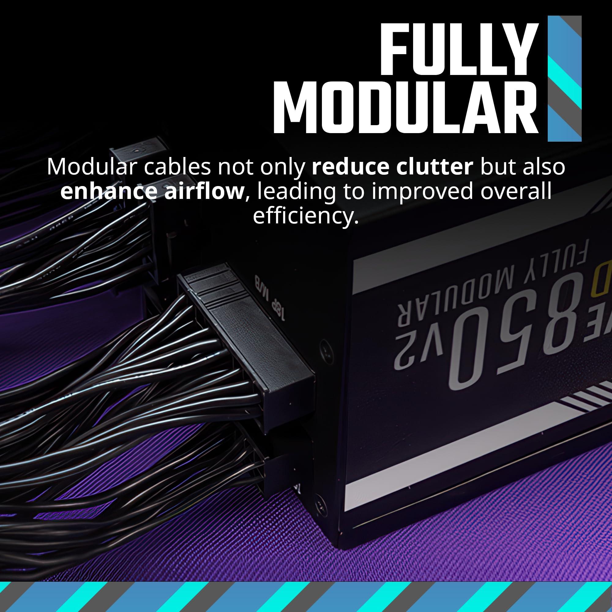 Cooler Master MWE Gold 850 V2 Full Modular, 850W, 80+ Gold Efficiency, 2 EPS Connectors, 120mm HDB Fan, Semi-fanless Operation, 5 Year Warranty - Image 6