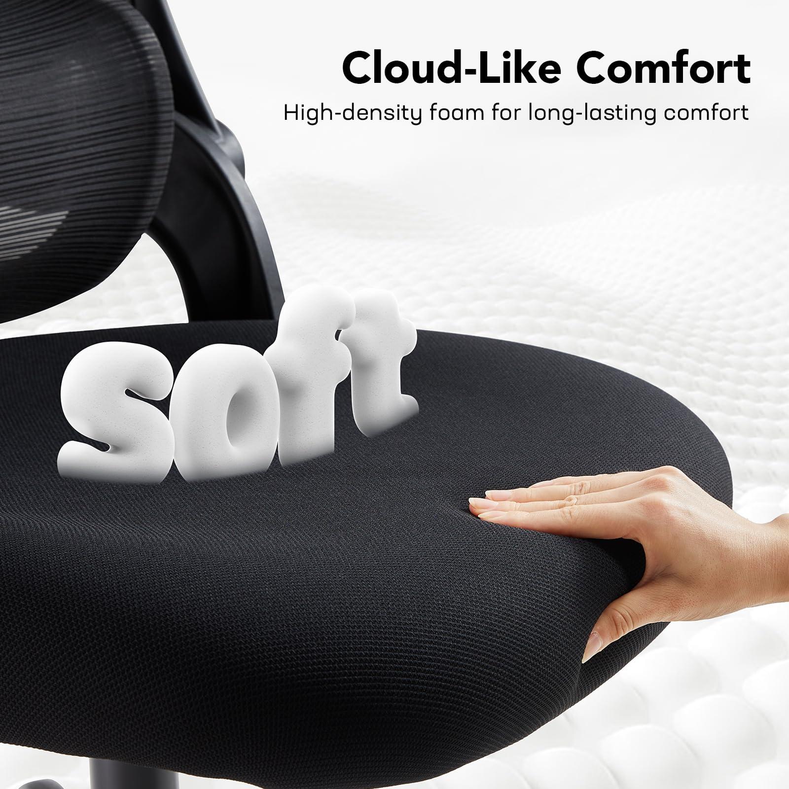 HUANUO Ergonomic Office Chair, High Back Desk Chair with Up&Down Lumbar Support, 3D Flip-Up Armrests, 2D Headrest, Swivel Computer Task Chair with Wheels and Tilt Function for Home & Office, HNOC13 - Image 6