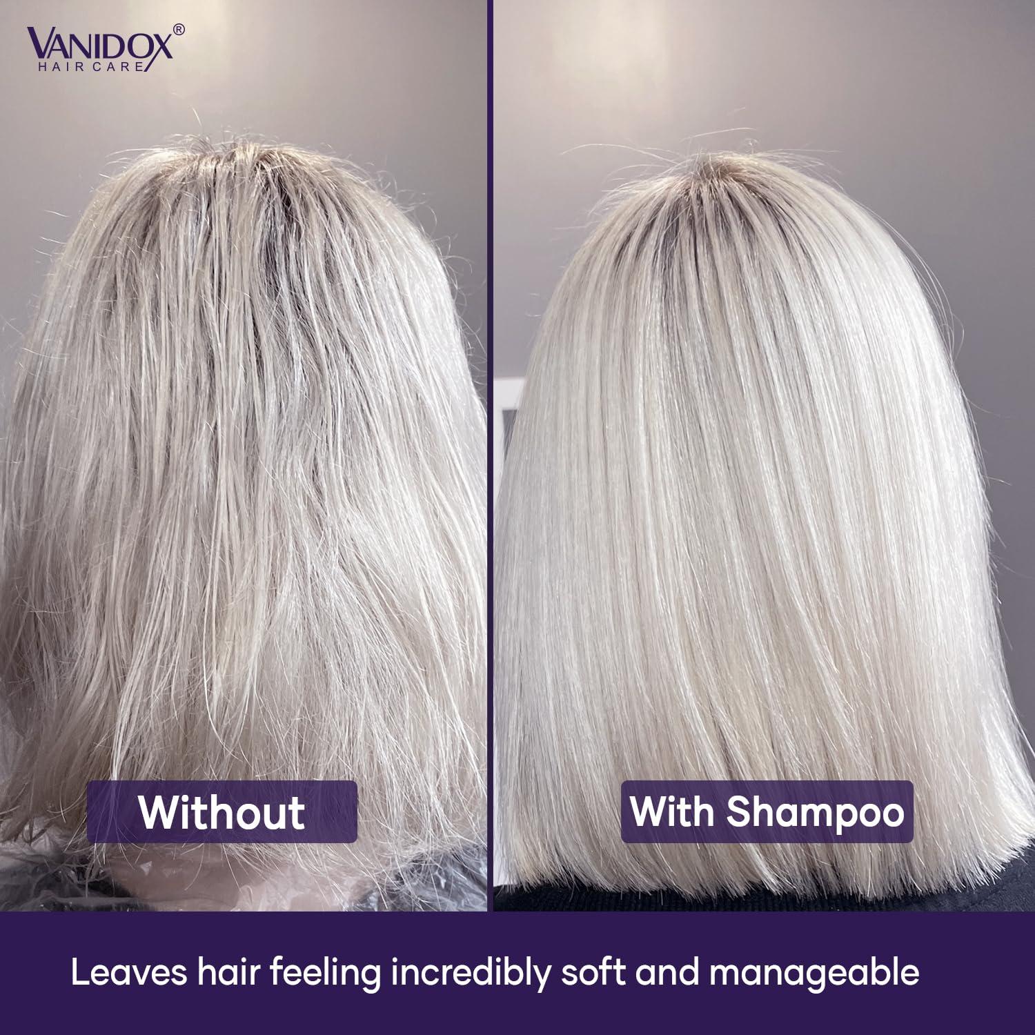 VANIDOX Sulfate Free Brass Toning Purple Shampoo and Conditioner Set for Grey and Silver Hair, Moisturizing & Color-Safe, Enhances Shine & Brightness, Made in USA (16 fl oz each) - Image 7