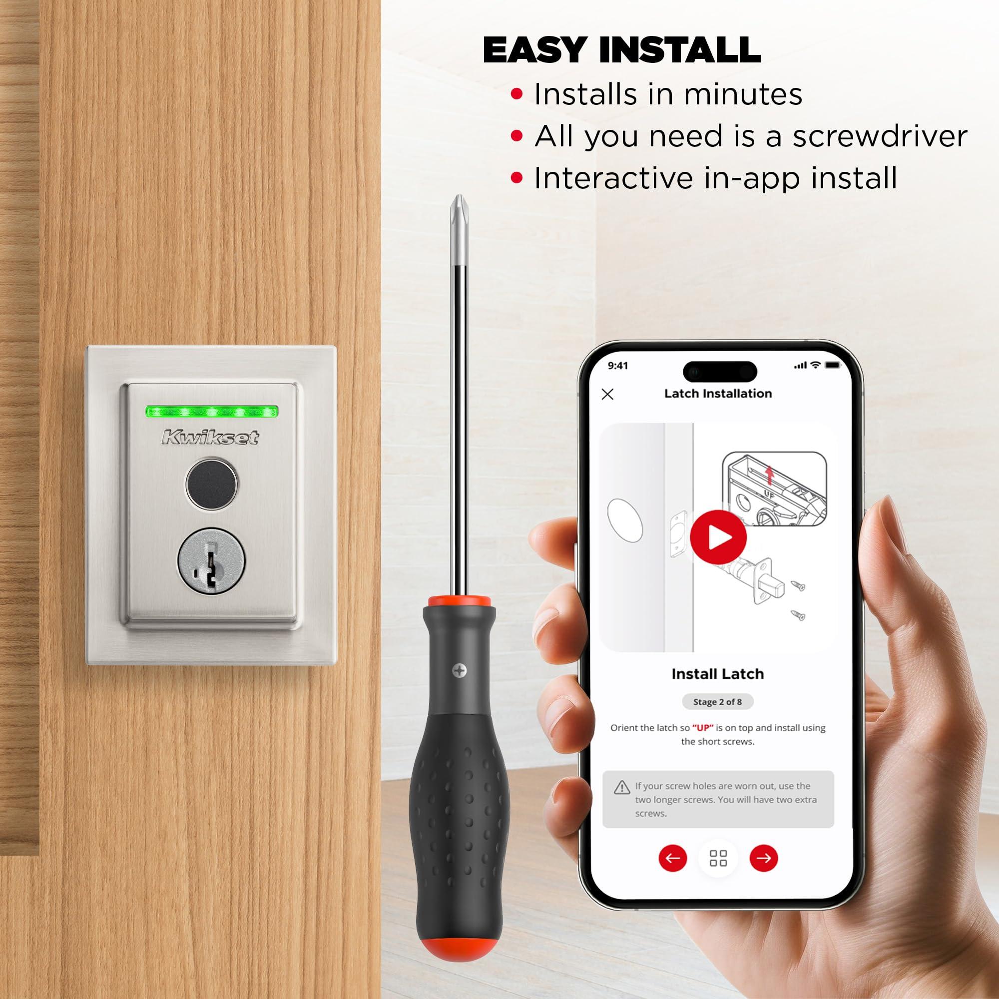 Kwikset Halo Touch Fingerprint Wi-Fi Smart Lock, Keyless Entry Door Low Profile Deadbolt, Geofence Auto-Unlock, Grade AAA Certified, No Hub Easy Install, Satin Nickel Lifetime Finish Warranty, Square - Image 7