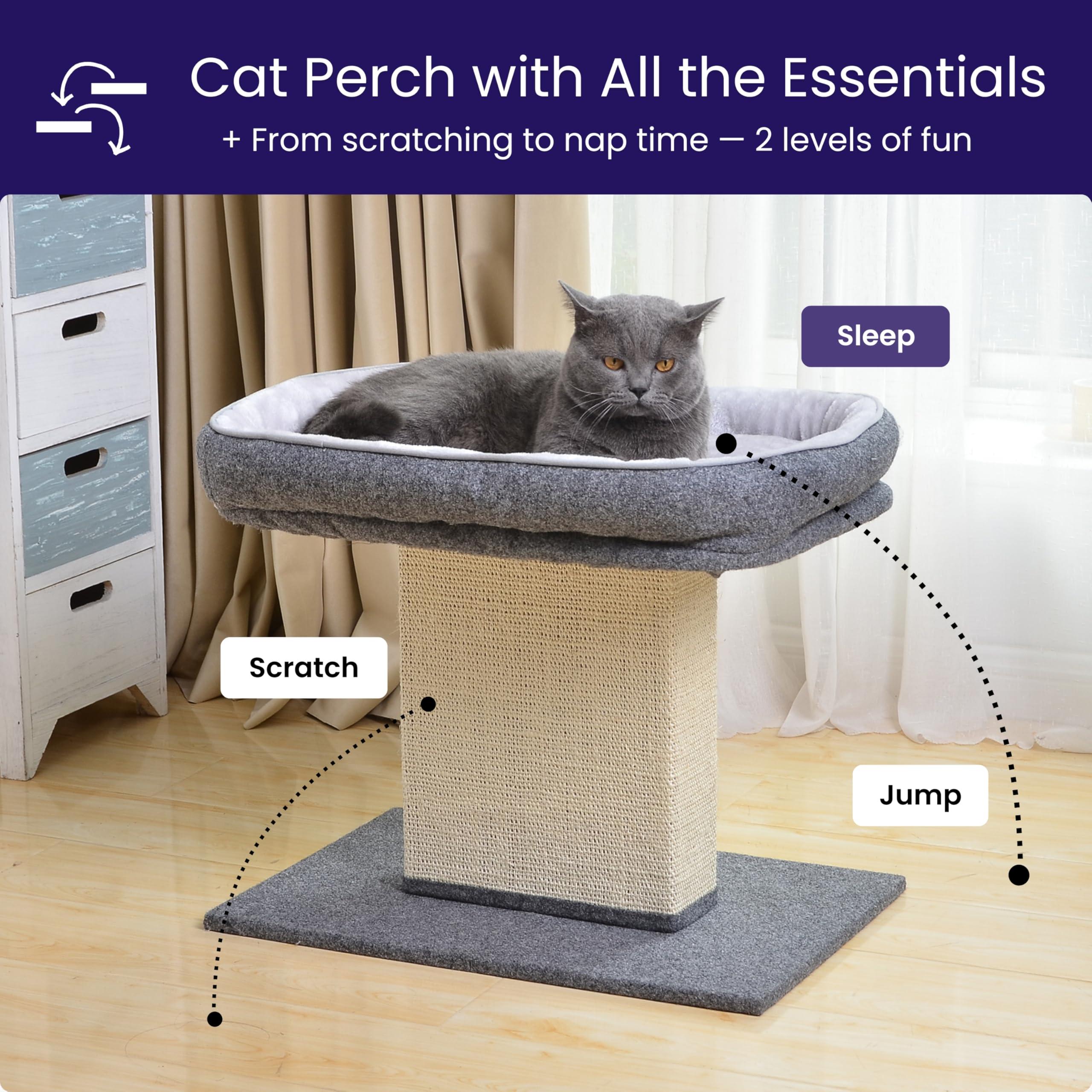 Catry Mellow 2-Level 19" Cat Tree with Large Washable Replaceable Bed, Big Sisal Post, Quick Assembly, Built to Last, Ideal for Small to Large Cats, Grey - Image 4