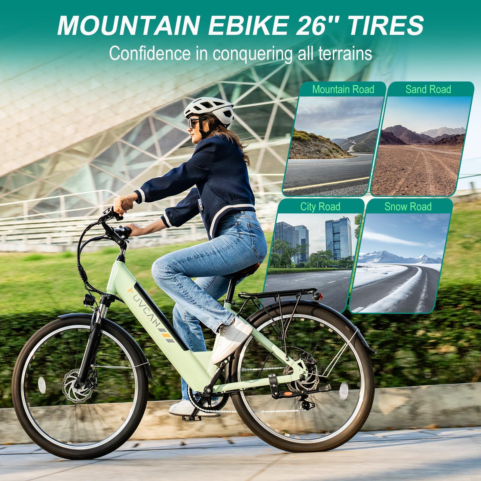 V80 Electric Bike, 1000W Motor 28MPH Ebike, 48V 13Ah Removeable Battery, 26'' City Cruiser Adult Electric Bicycles up to 70 Miles, 7-Speed Dual Disc Brake, Mountain E Bike for Commuting - Image 5