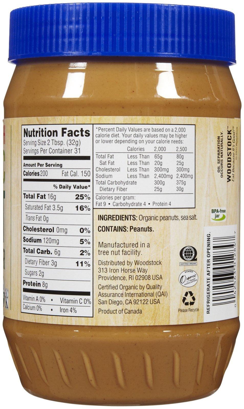 Woodstock Organic Smooth Peanut Butter, Salt Added, 35 oz - Image 2