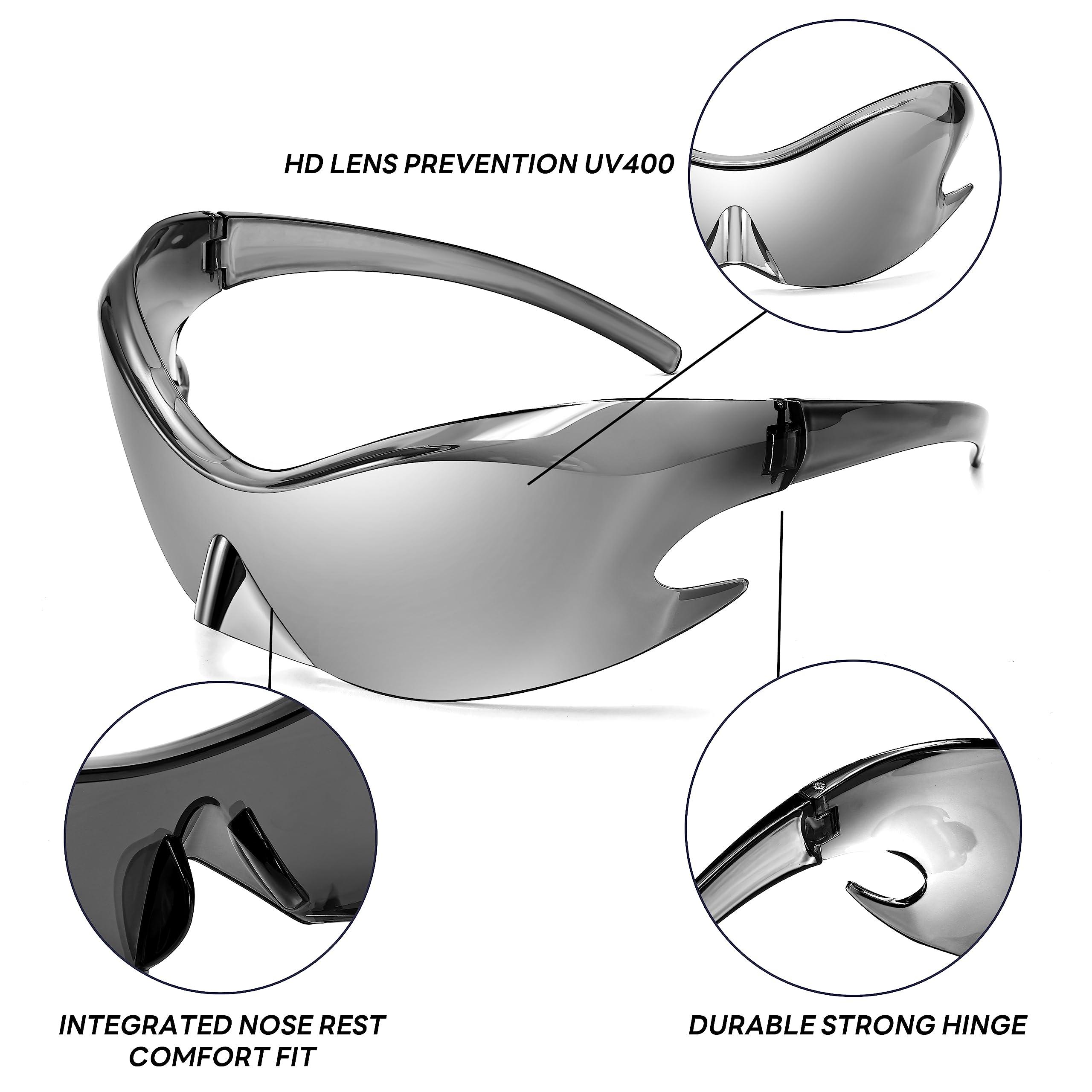 FEISEDY Futuristic Sunglasses, Fashion Alien Y2K Wrap Around for Women Men B4135 - Image 4
