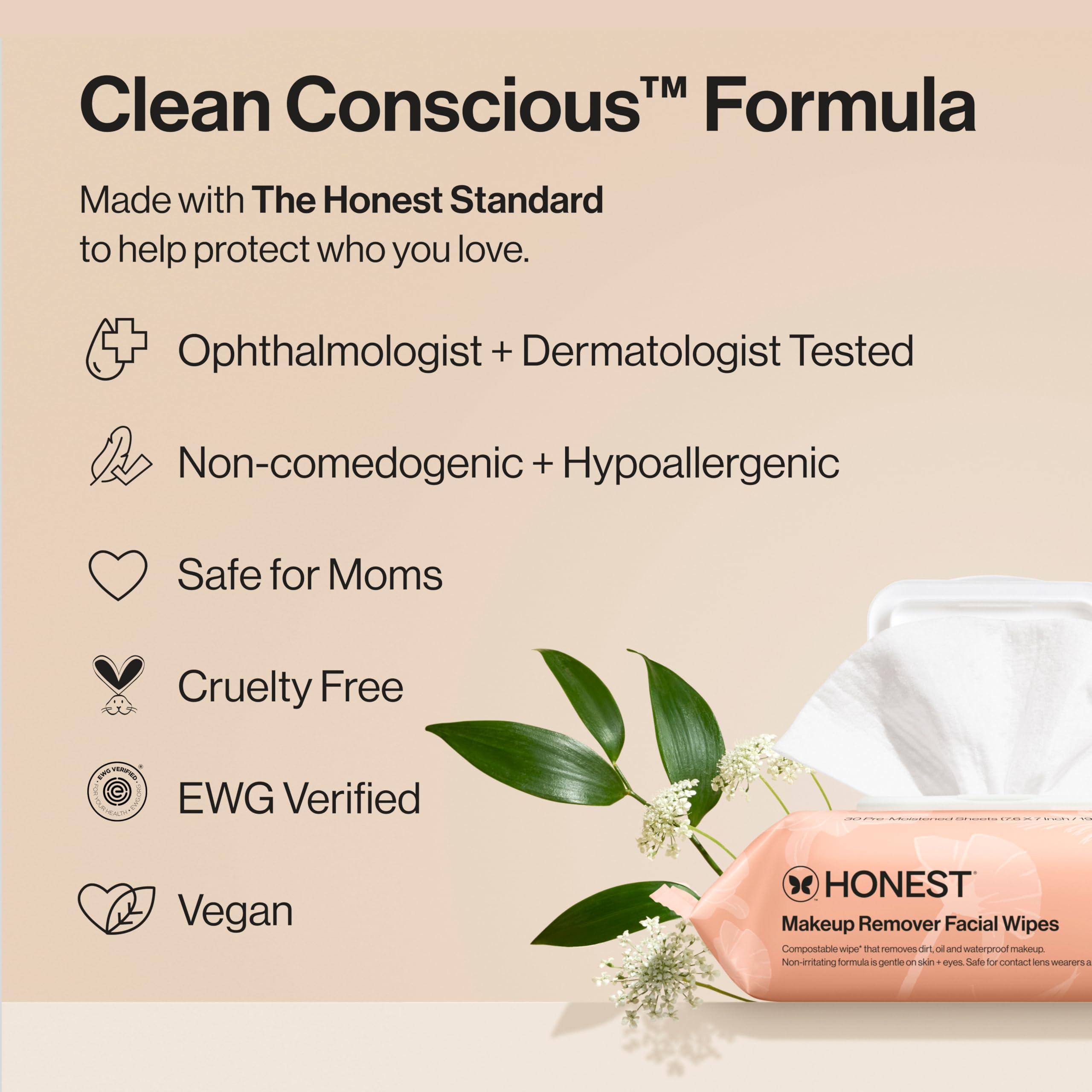 Honest Beauty Fragrance Free Cleansing Makeup Remover Facial Wipes | Plant Based, Hypoallergenic, Gentle for Sensitive Skin | 30 Count - Image 4