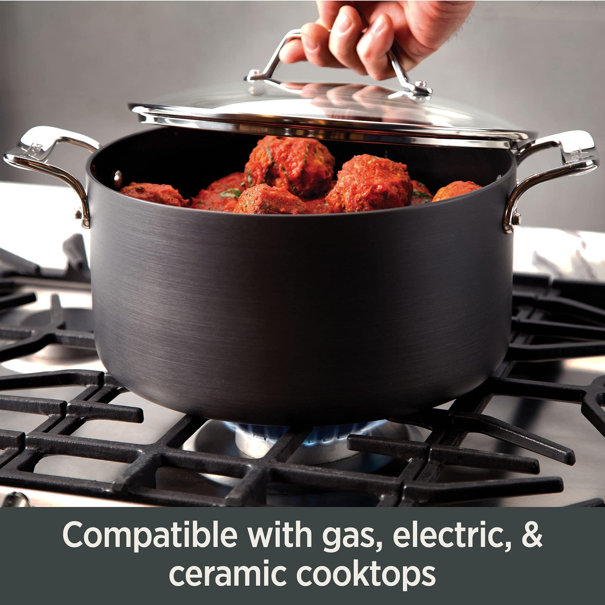 All-Clad Essentials Hard Anodized Nonstick Sauce Pan Set 4 Piece, 8, 10.25 Inch, 4 Quart Oven Broiler Safe 500F Pots and Pans, Cookware Black - Image 5