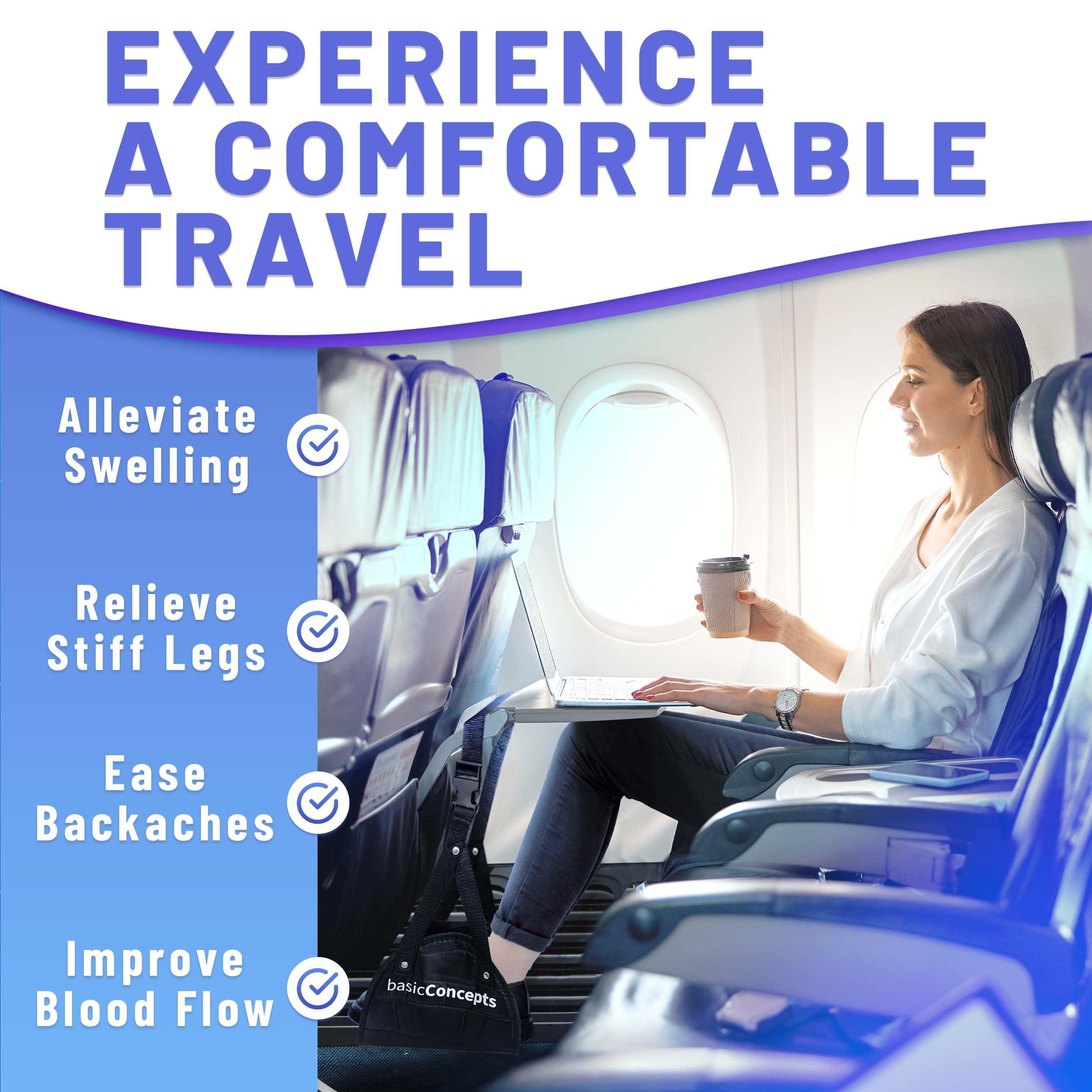 Airplane Foot Hammock (Memory Foam), Perfect Airplane Footrest to Relax Your Feet | Foot Hammock for Airplane Travel Accessories, Desk Foot Hammock, Travel Foot Rest, Comfy Foot Hanger Airplane - Image 4