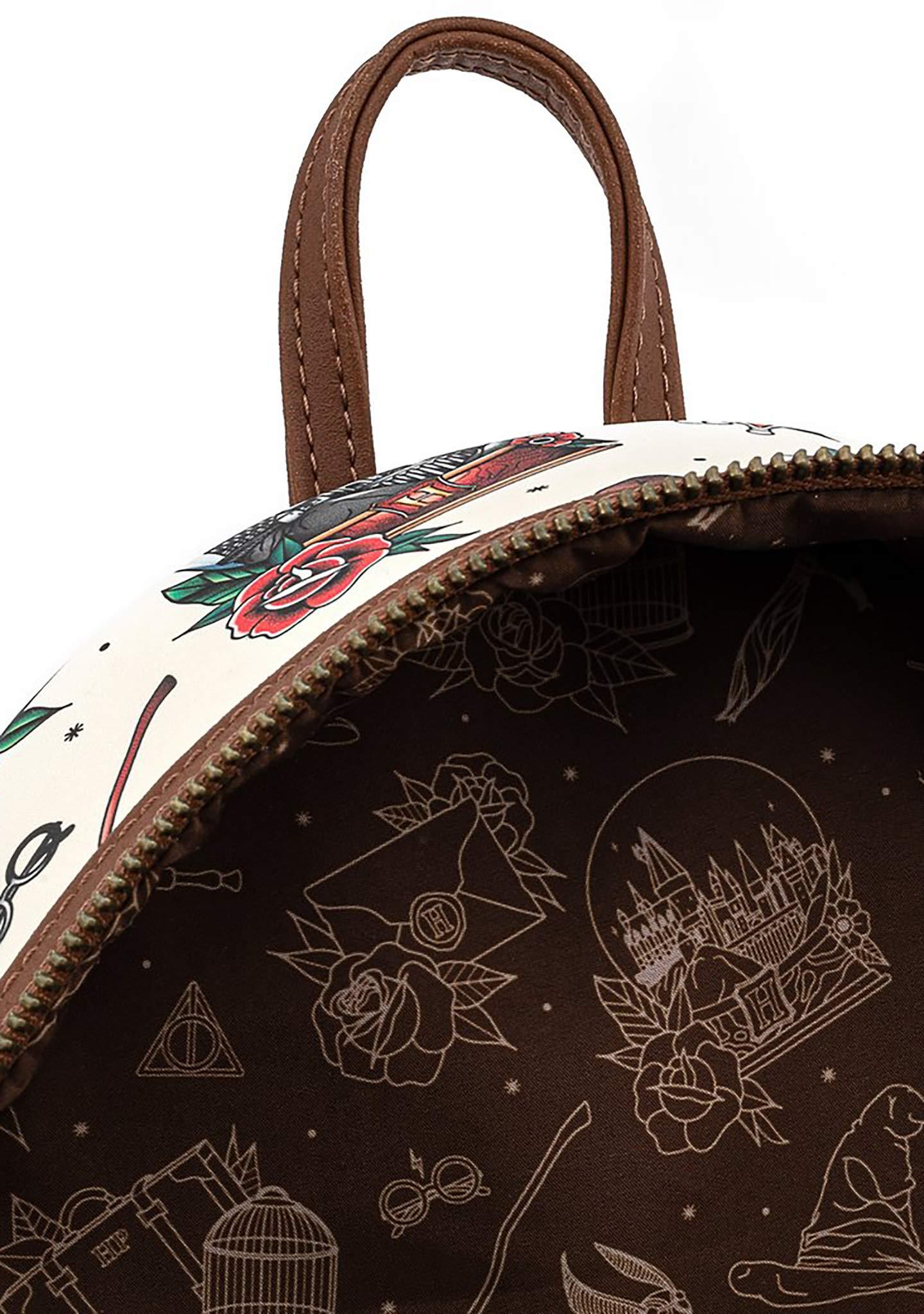 Loungefly Harry Potter Tattoo Art Cream Color Womens Double Strap Shoulder Bag Purse - Image 4