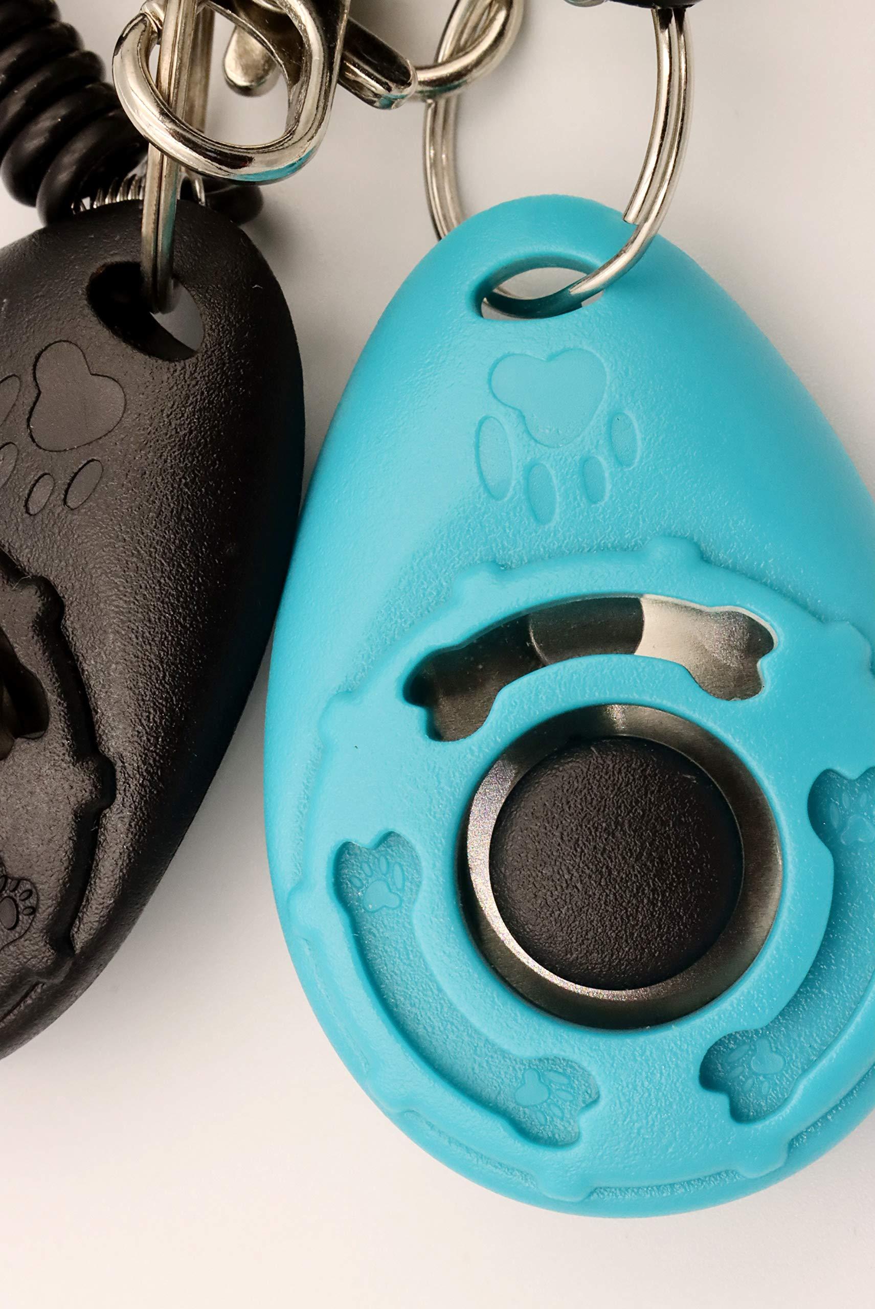 HoAoOo Pet Training Clicker with Wrist Strap - Dog Training Clickers (New Black + Blue) - Image 4