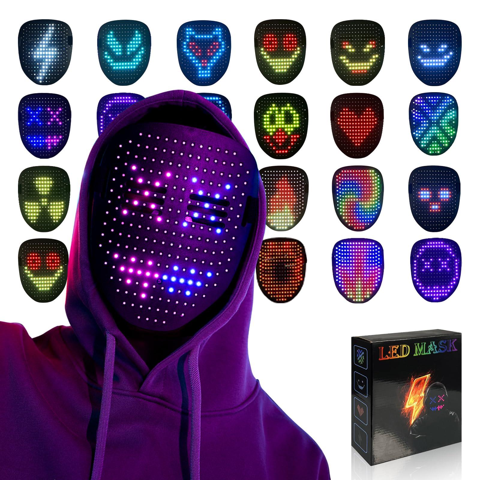 MOYACA Led Mask with Gesture Sensing,Light up mask for Kids/Men/Women LED Halloween Mask for Costume Cosplay Party