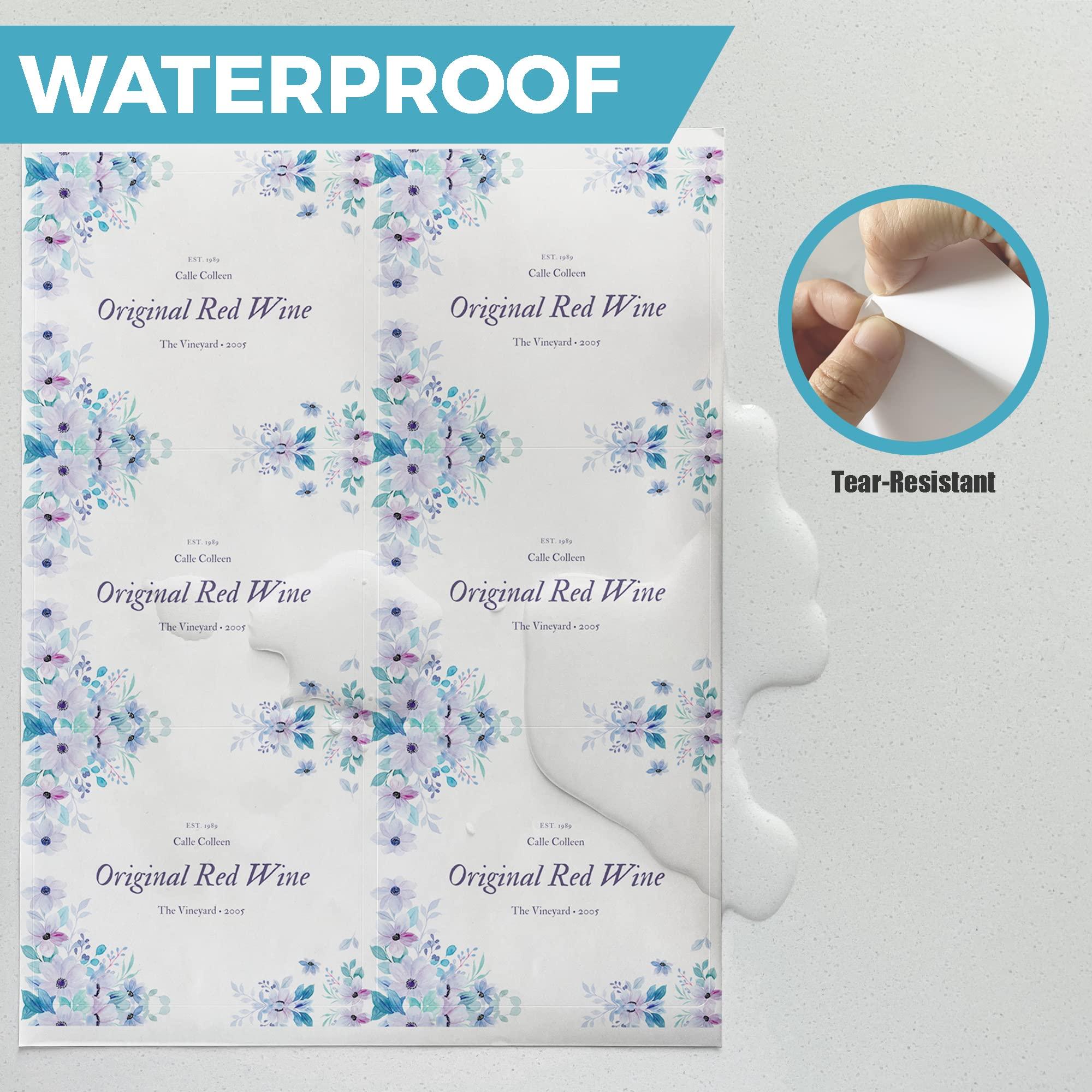 Mr-Label 4” x 3-1/3” Waterproof Matte White Wine Label - for Inkjet & Laser Printer - for 750ml Wine Bottle - Tear-Resistant - for Homemade Wine/Wedding (50 Sheets/Total 300 Labels) - Image 6
