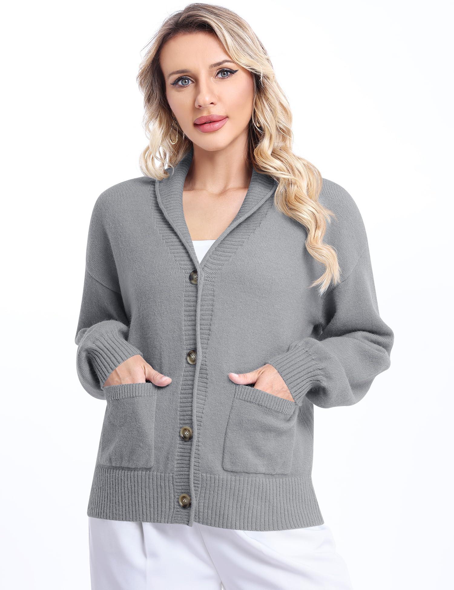 LUYAA Women's Cardigan Sweaters 2024 Oversized Open Front Button V Neck Lightweight Cardigans Outerwear - Image 5