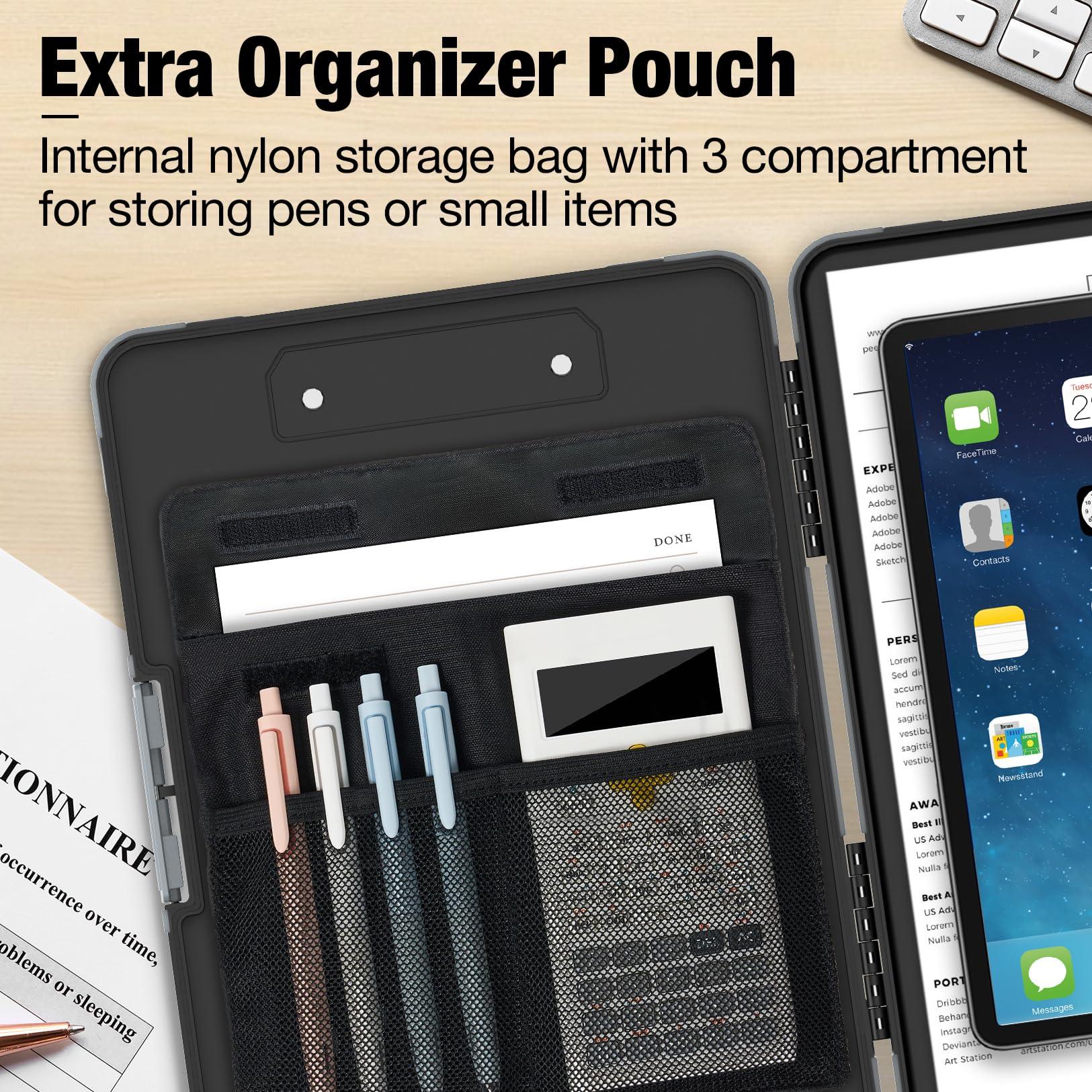 Sooez Toughest Clipboard with Storage, Internal Pen Pouch Included, Letter/ A4 Size, Shockproof Heavy Duty Plastic Clip Boards 8.5x11”, High Capacity Clipboards Box Case for Contractor Trucker Driver - Image 5
