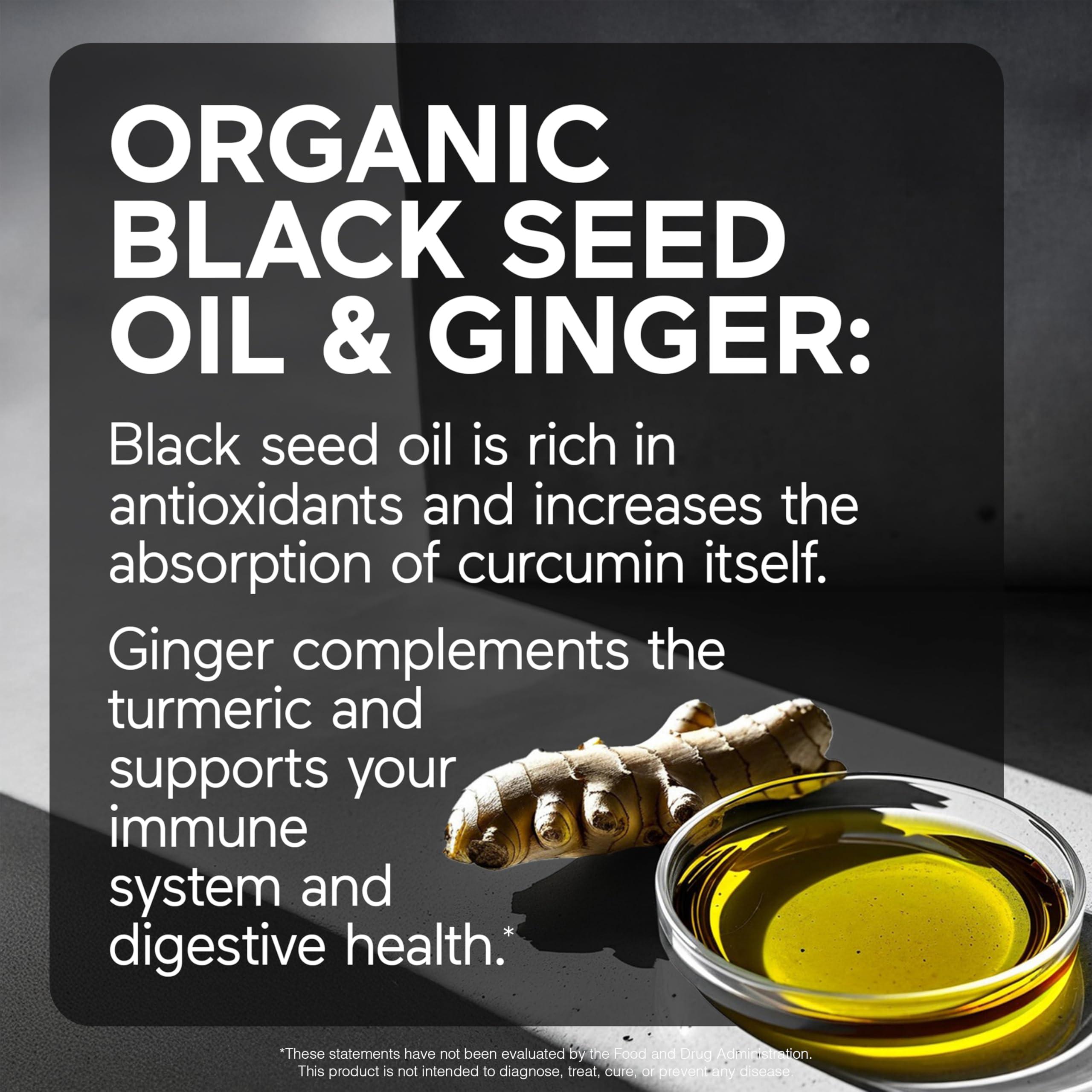 Smarter Nutrition Curcumin Softgels - Vegan High Absorption 400 mg Curcumin Supplement Standardized to 95% Tetrahydrocurcuminoids + Organic Black Seed Oil & Ginger for Joint & Immune Health - 180 Ct - Image 4