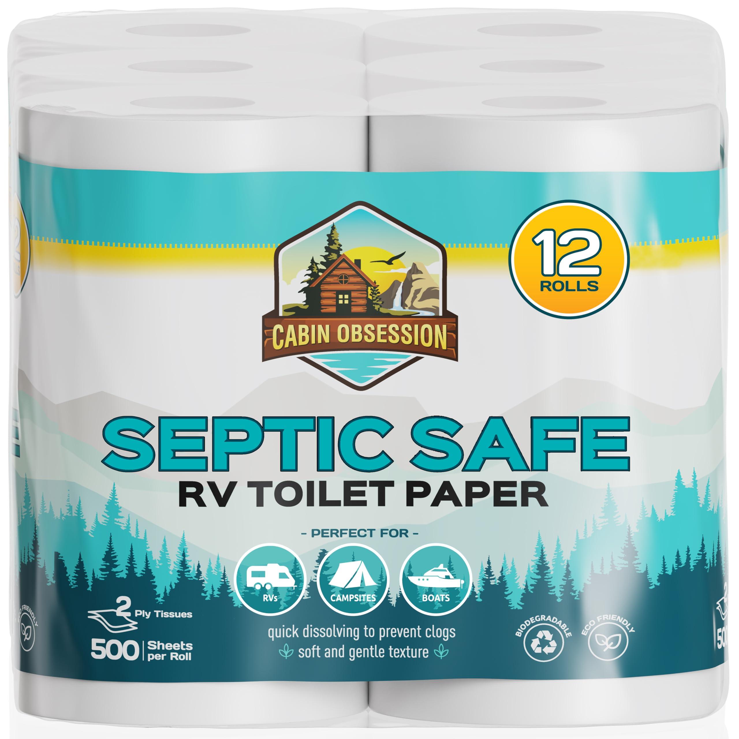 RV Toilet Paper - 12 Pack Septic Safe Toilet Paper 2-Ply Quick Dissolving Camper Toilet Paper Septic Safe to Prevent Clogs - Perfect for Automotive RVs, Septic Tank Systems, Boats, and Camping - Image 8