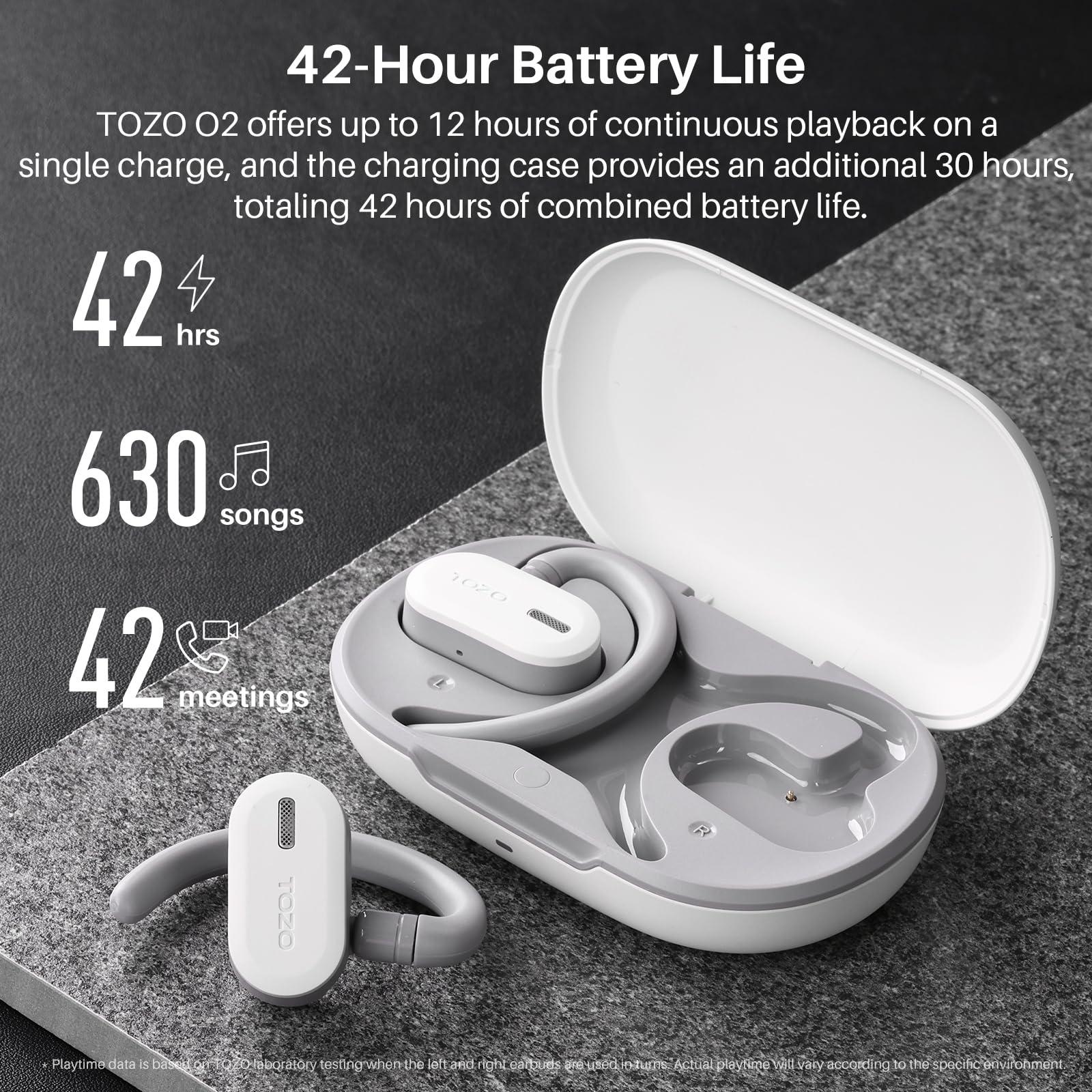 TOZO O2 True Open Ear Wireless Headphones Lightweight with Multi-Angle Adjustment, Bluetooth 5.3 Earbuds with Dual-Axis Design for Long-Lasting Comfort, Crystal-Clear Calls for Driving, White - Image 7