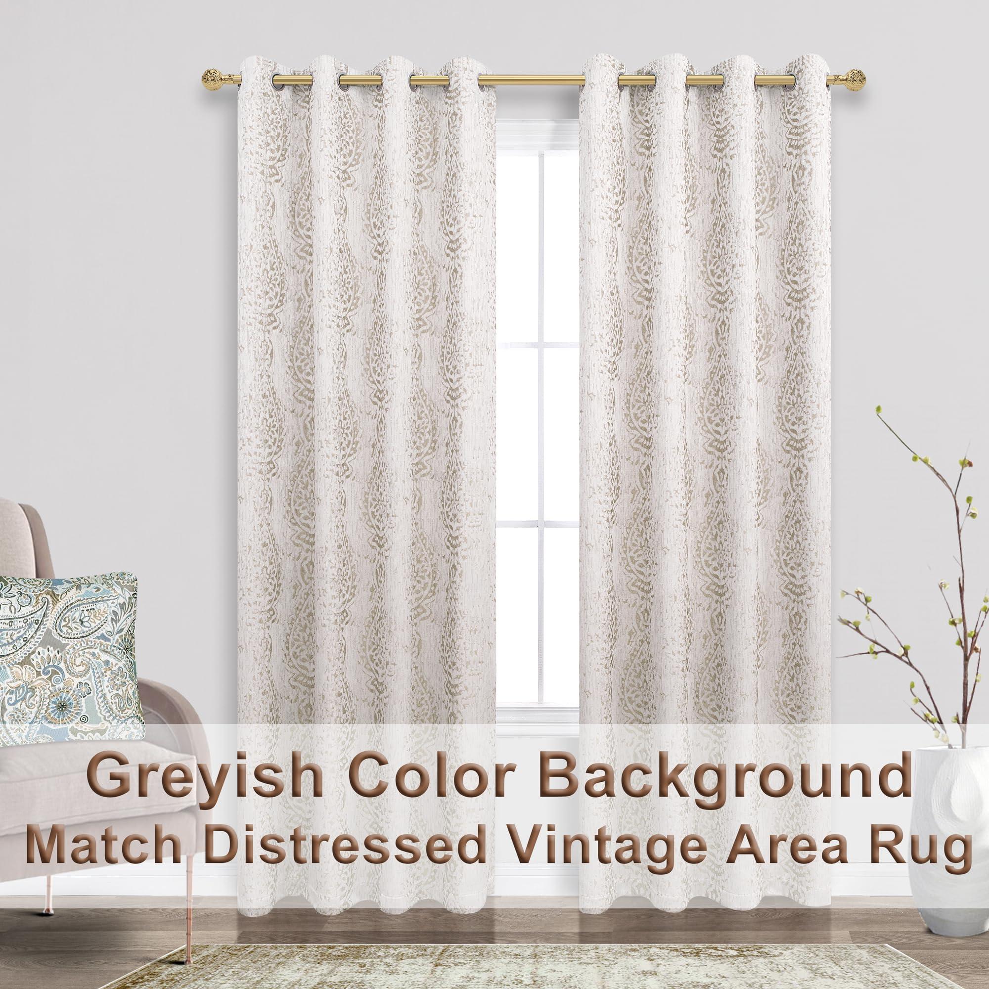 Taupe Geometric Curtains 84 Inches Long for Living Room 2 Panels 50% Blackout Window Design Moroccan Damask Patterned Neutral Contemporary Curtains for Dining Room Bedroom,Grey Tan Beige/Light Brown - Image 5