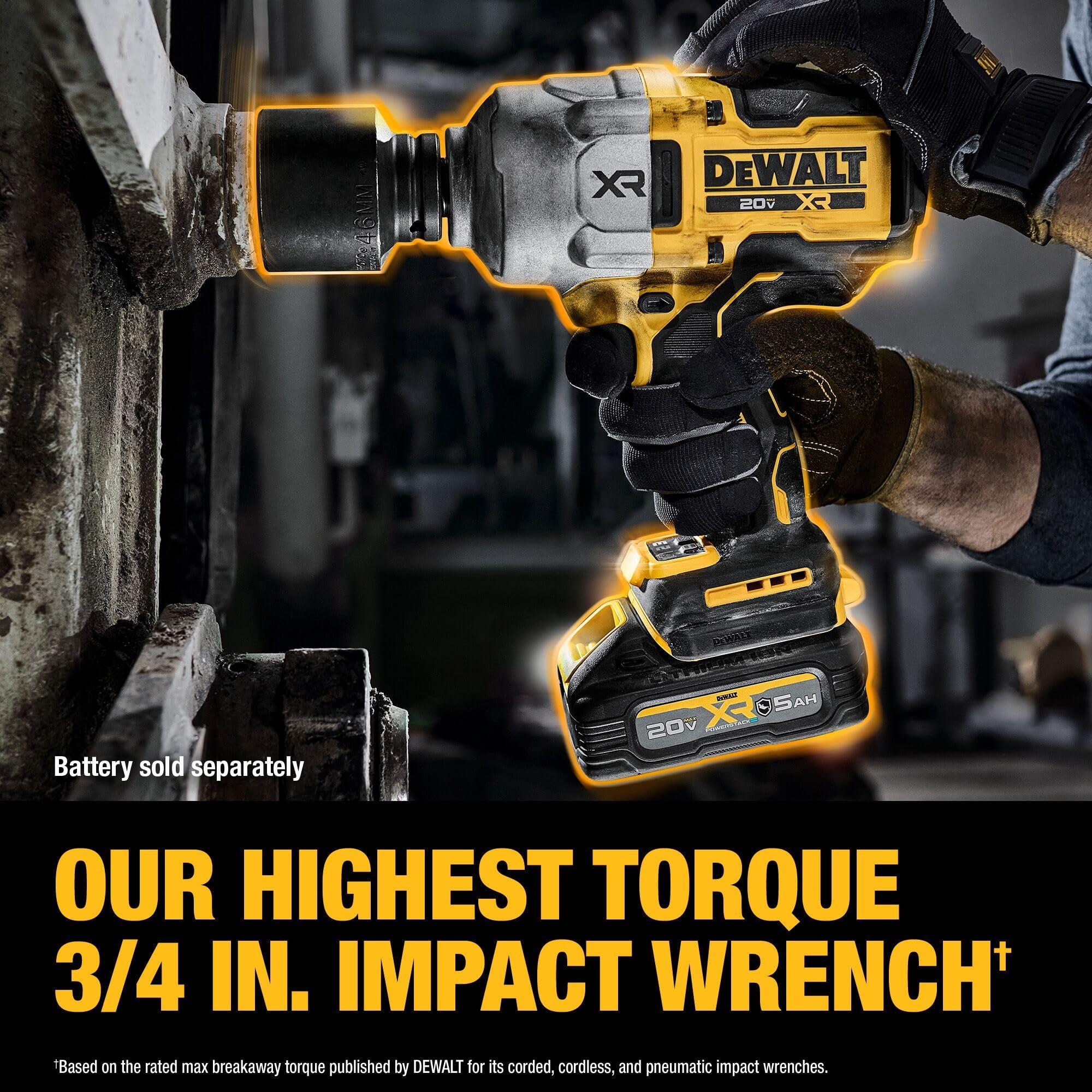 DEWALT 20V MAX XR 3/4 Inch Cordless Impact Wrench with Hog Ring Anvil, Bare Tool Only (DCF964B) - Image 5
