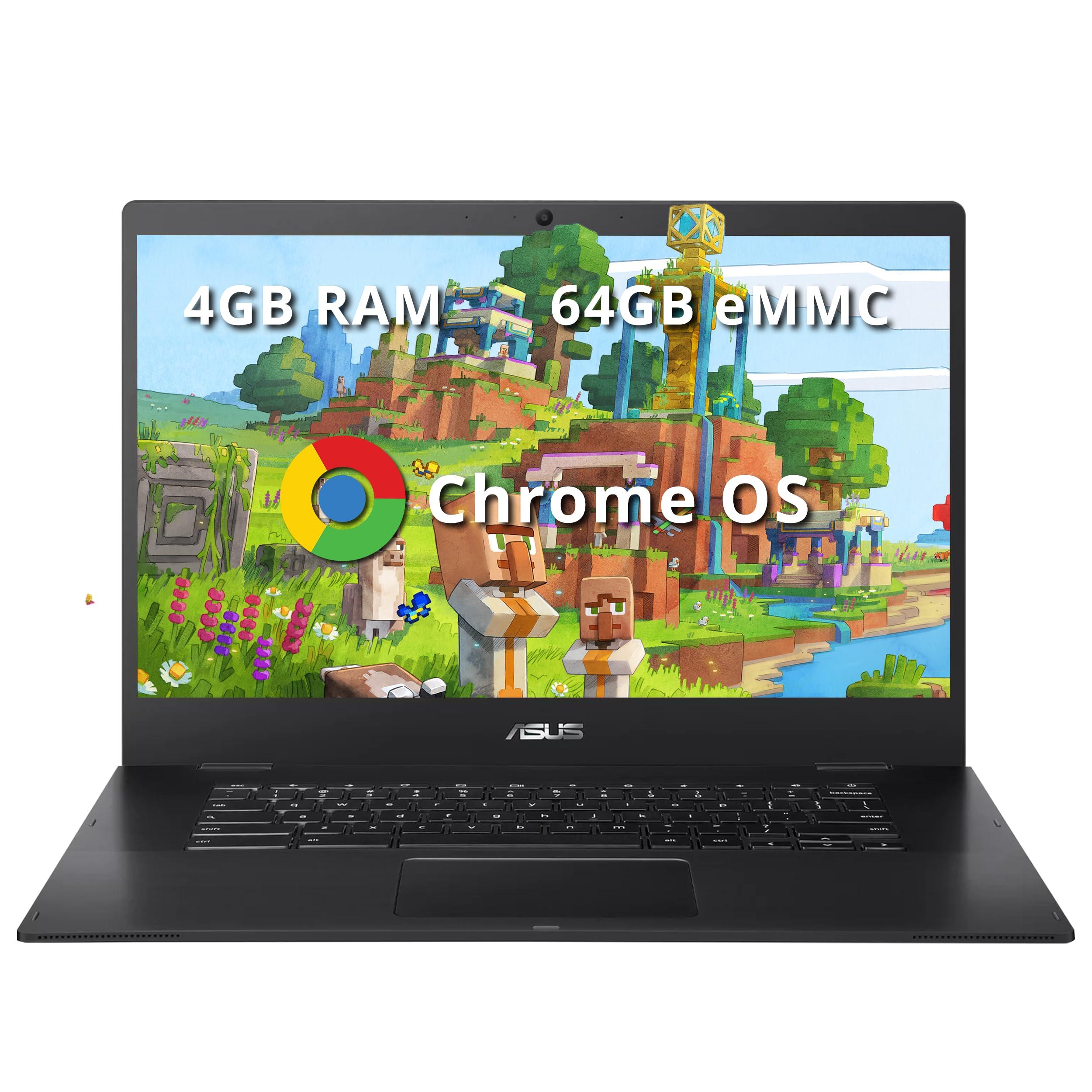 ASUS Chromebook CX1 15.6" FHD Laptop, Intel Celeron N3350 Processor, 4GB RAM, 64GB eMMC Flash Memory, Intel HD Graphics, 720P Webcam, Stereo Speakers, Chrome OS, Black (Renewed)