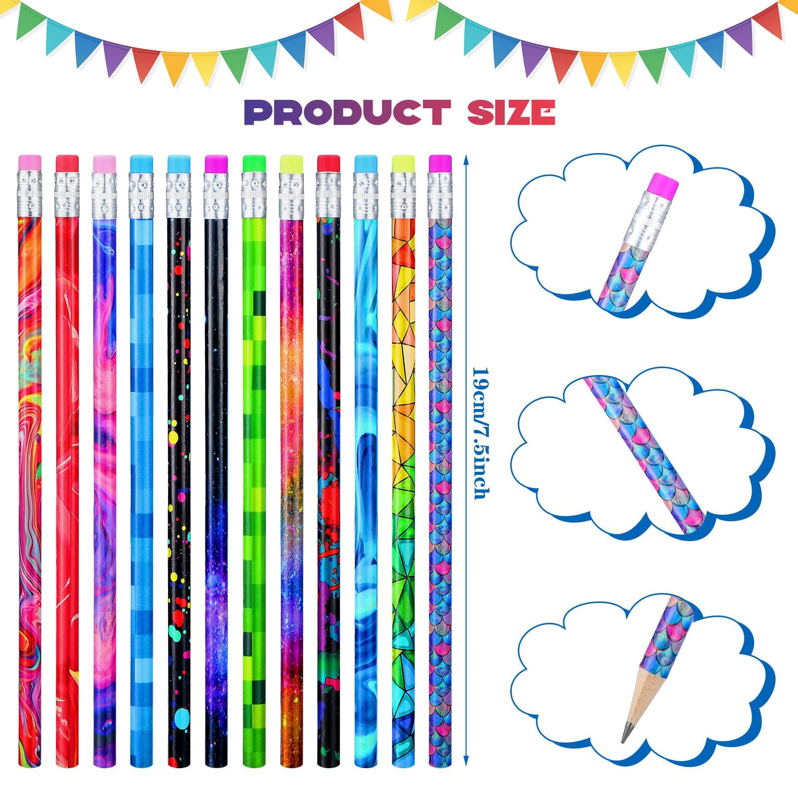 Chinco 300 Pcs Wooden Pencil with Eraser Assortment Colorful Pencils for Kids Writing Fun Assorted Novelty Kids Fun School Supplies for Classroom, Student Reward, Party Favor - Image 3