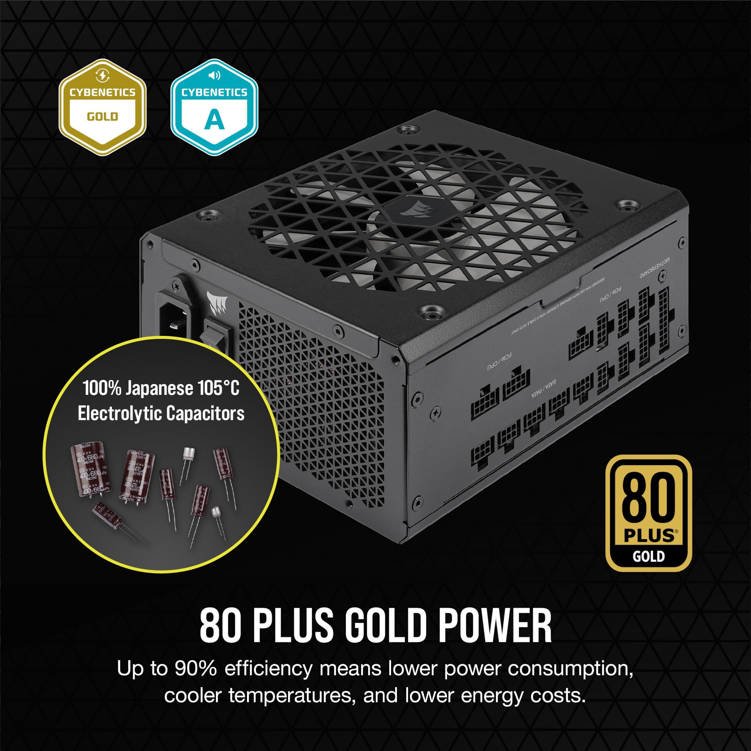 Corsair RM1000x Shift Fully Modular ATX Power Supply - Modular Side Interface - ATX 3.1 & PCIe 5.1 Compliant - Zero RPM Fan Mode - 105°C-Rated Capacitors - 80 Plus Gold Efficiency - Black - Image 5