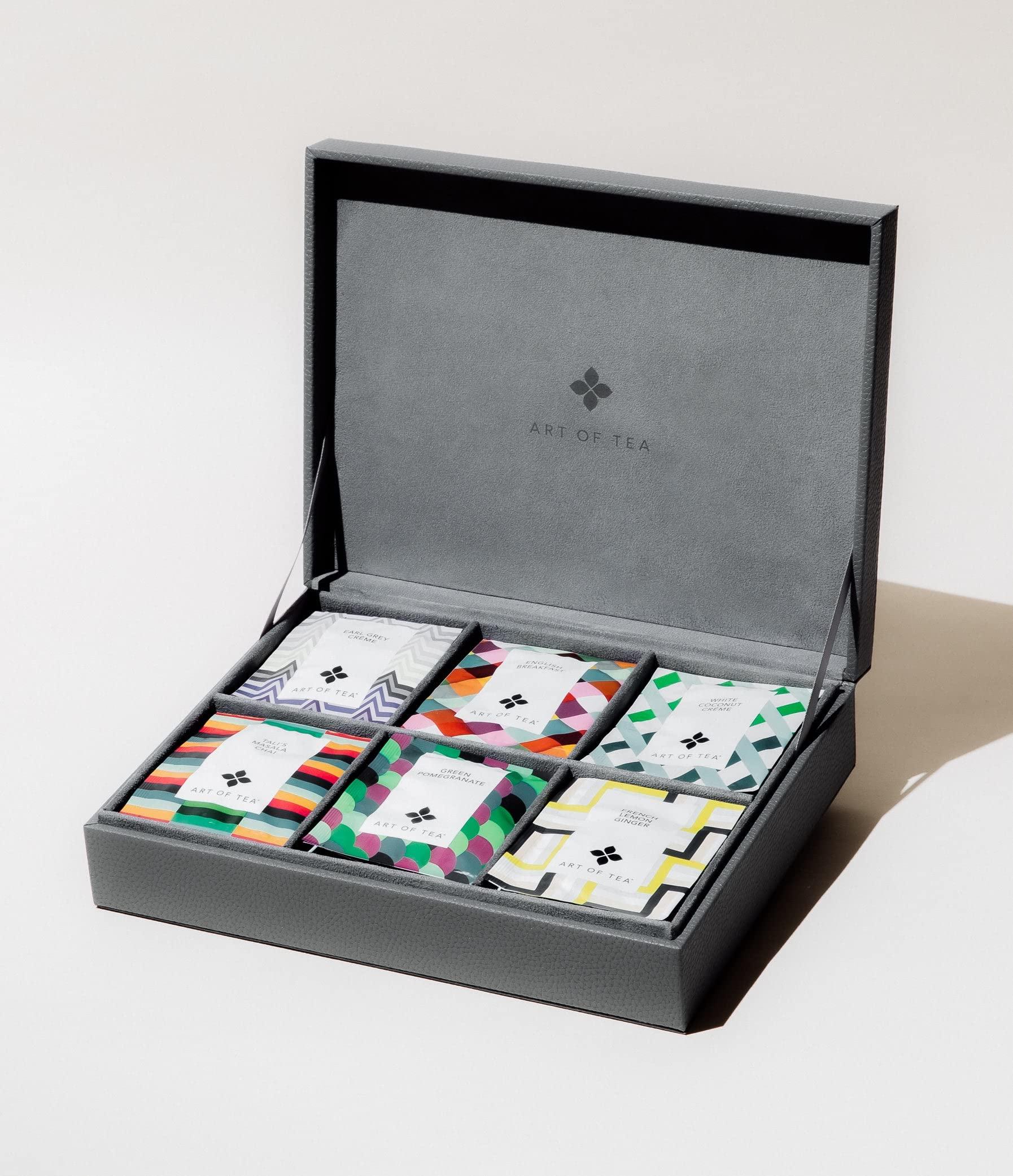 Art Of Tea | 6 Section Leatherette with Assorted Tea bags | Tea Assortment Gift Box - Image 2