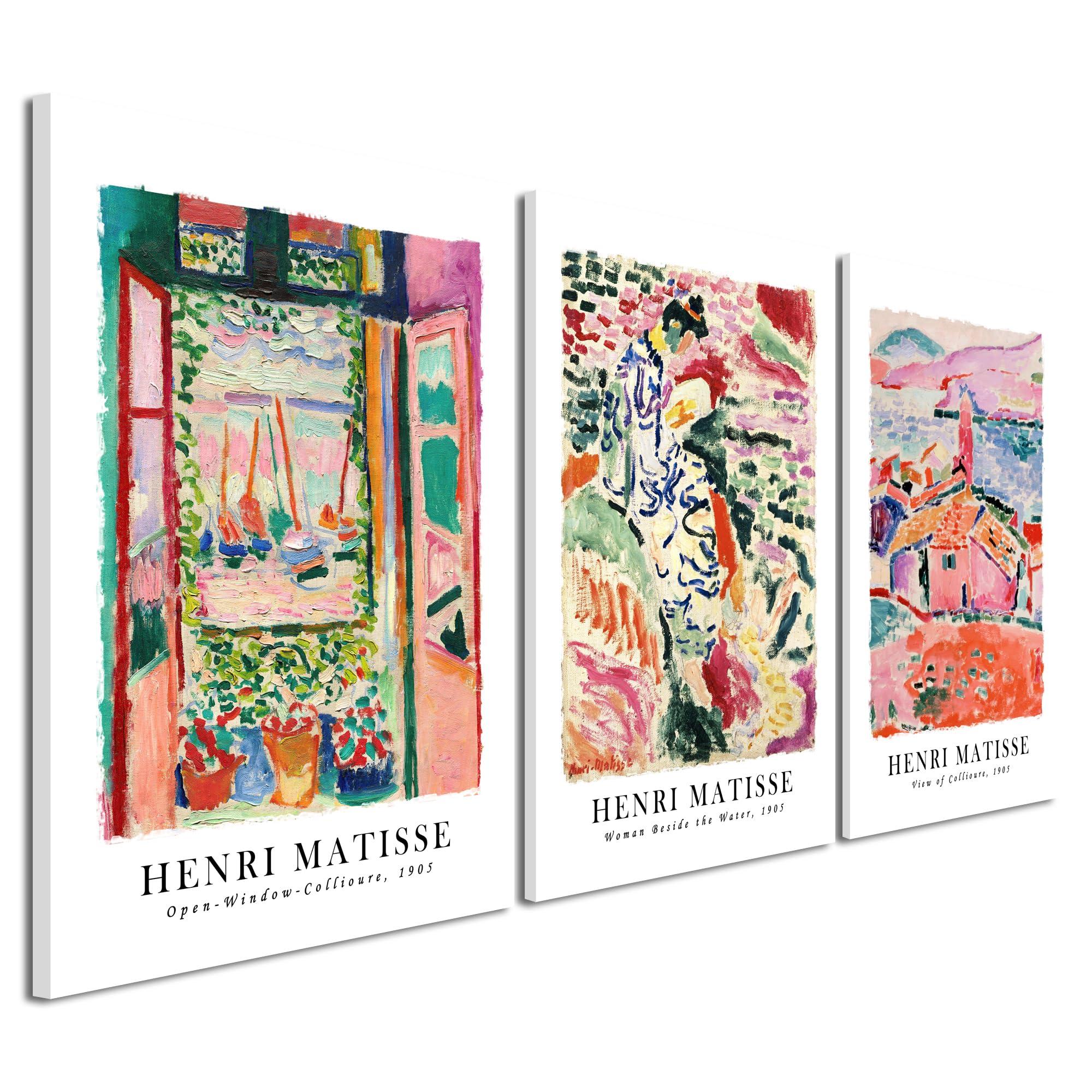 Wieco Art 3 Piece Henri Mattise Canvas Wall Art Abstract Colorful Matisse Posters Canvas Prints for Wall and Home Office Decorations