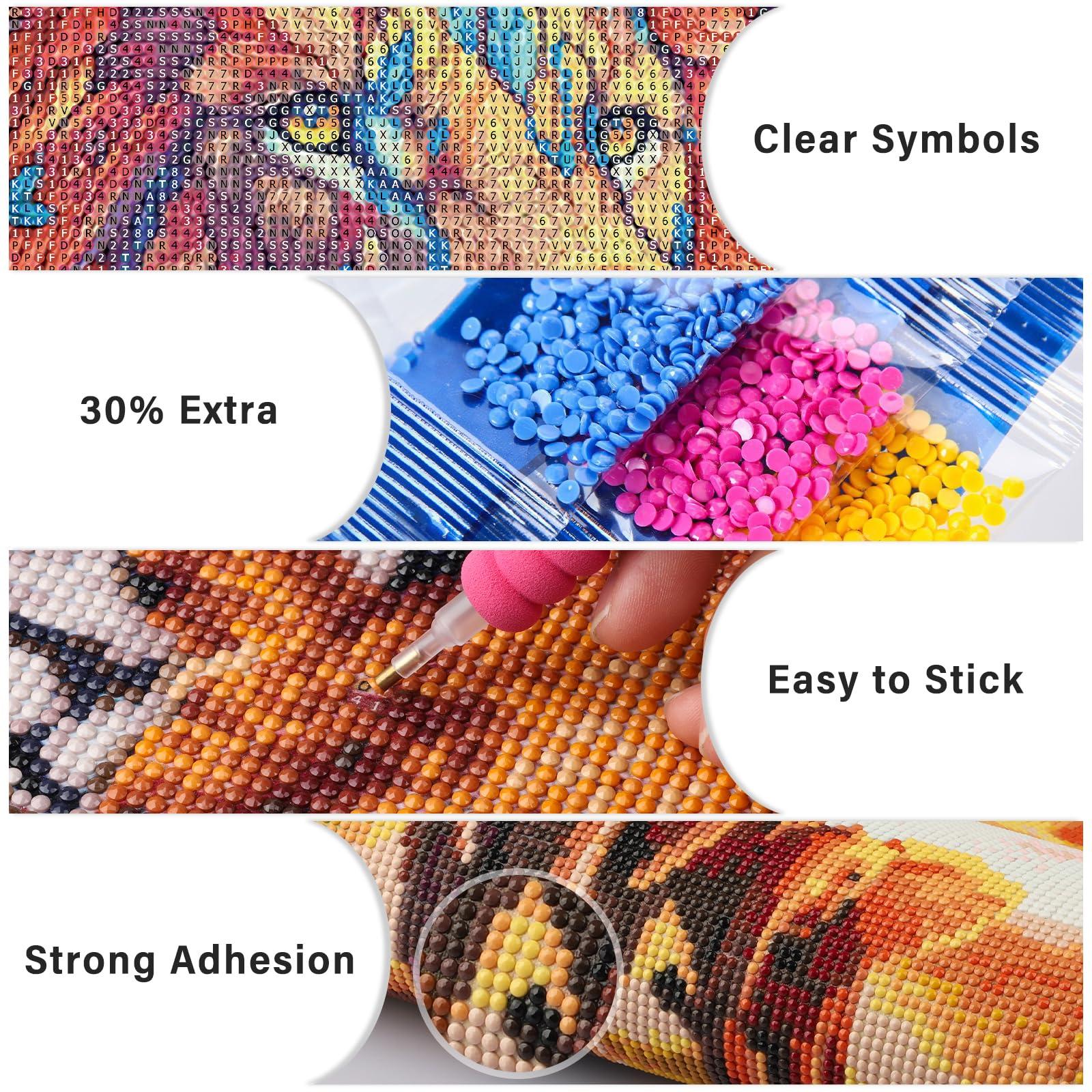 Lxmsja Colorful Lion Diamond Art Kits for Adults, Flower DIY Full Drill Diamond Painting Kits for Beginners, 5D Gem Art Crafts for Adults, Home Wall Decor 12x16 inch - Image 4