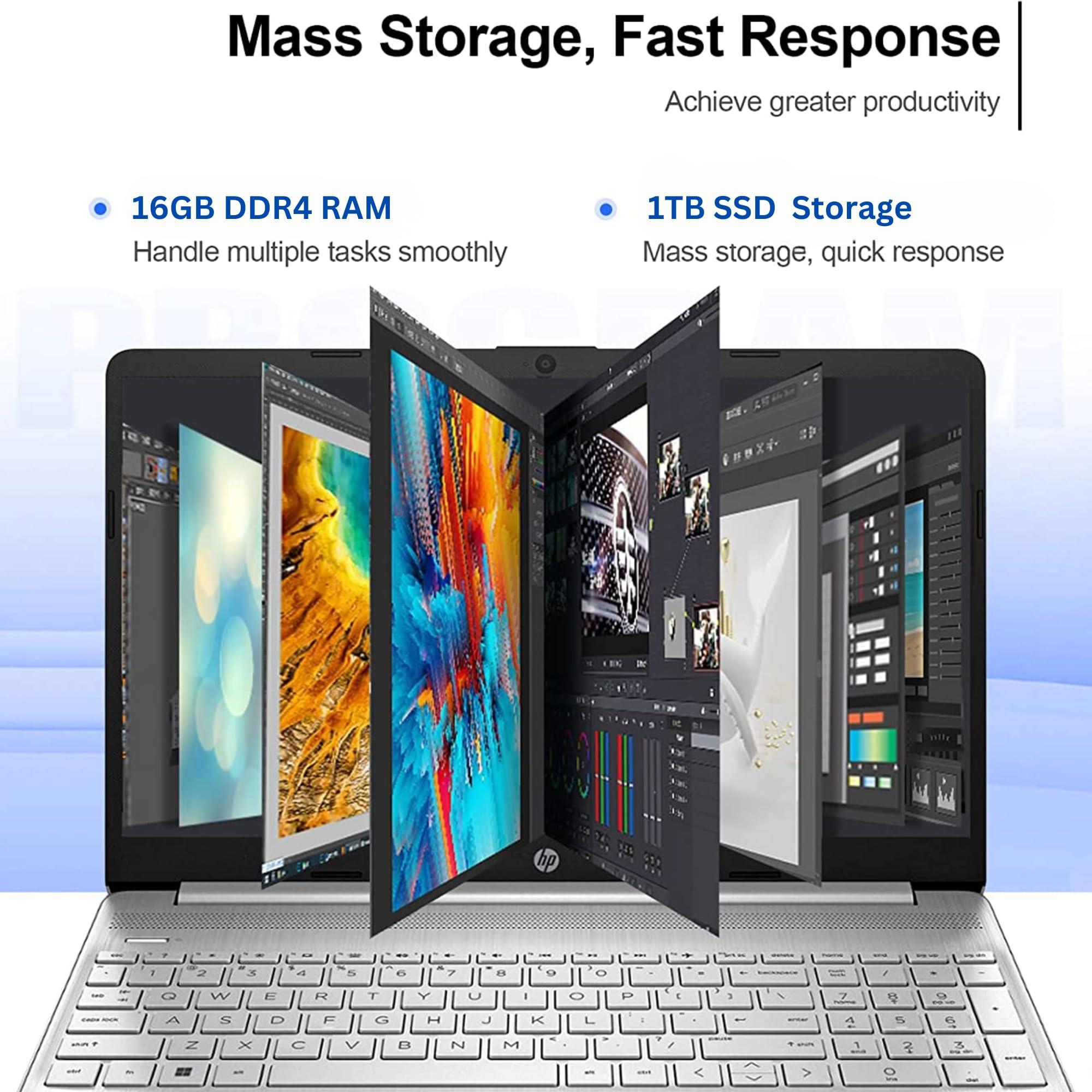 HP Pavilion 15.6" HD Touchscreen Anti-Glare Laptop, 16GB RAM, 1TB SSD Storage, Intel Core Processor up to 4.1GHz, Up to 11 Hours Long Battery Life, Type-C, HDMI, Windows 11 Home, Silver - Image 3