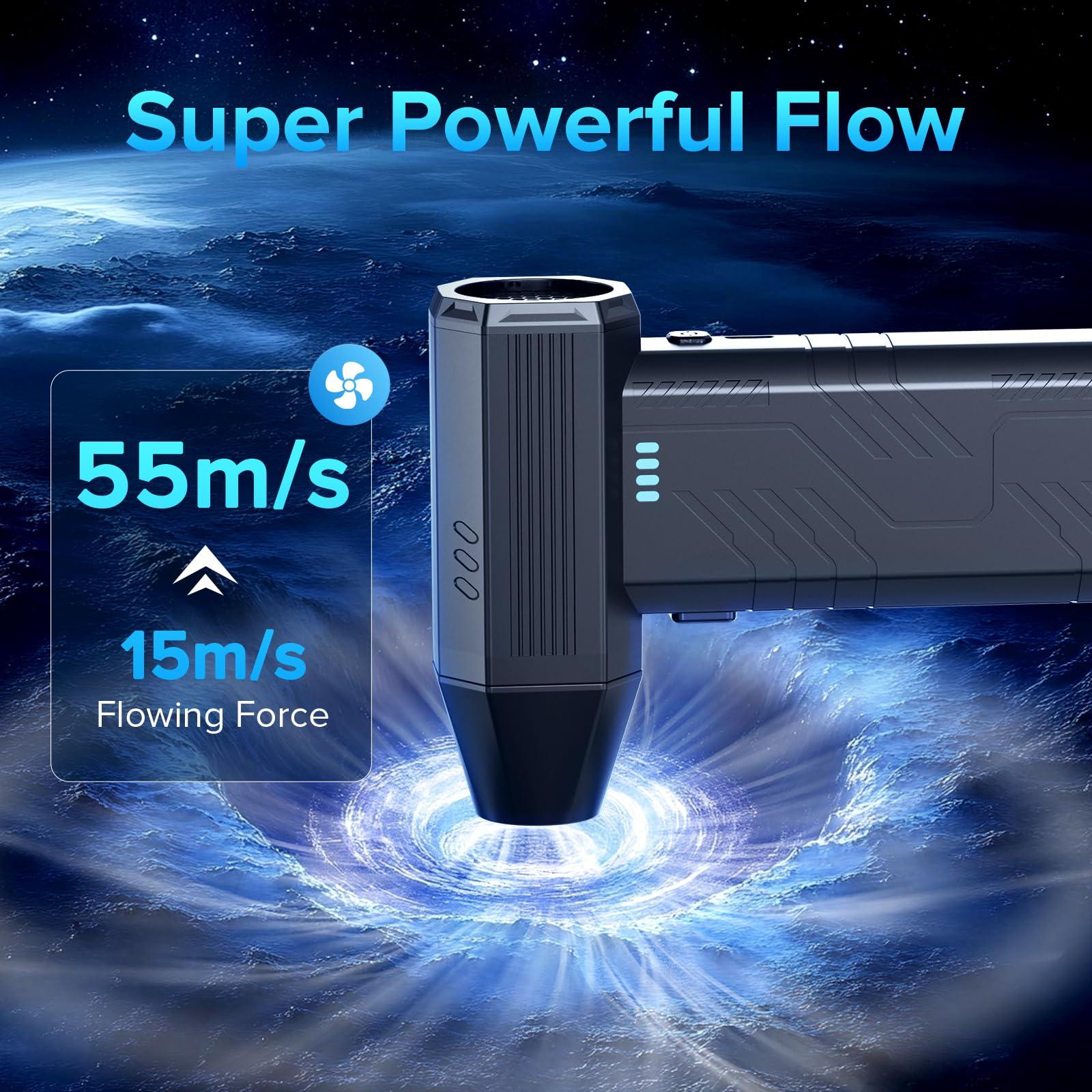 Compressed Air Duster, 8000mAh 130,000 RPM Keyboard Cleaner, Replace Compressed air can, Computer Accessories for Outdoors, PC, Electronics, Snow and Car Dust Off(Deep Black) - Image 4