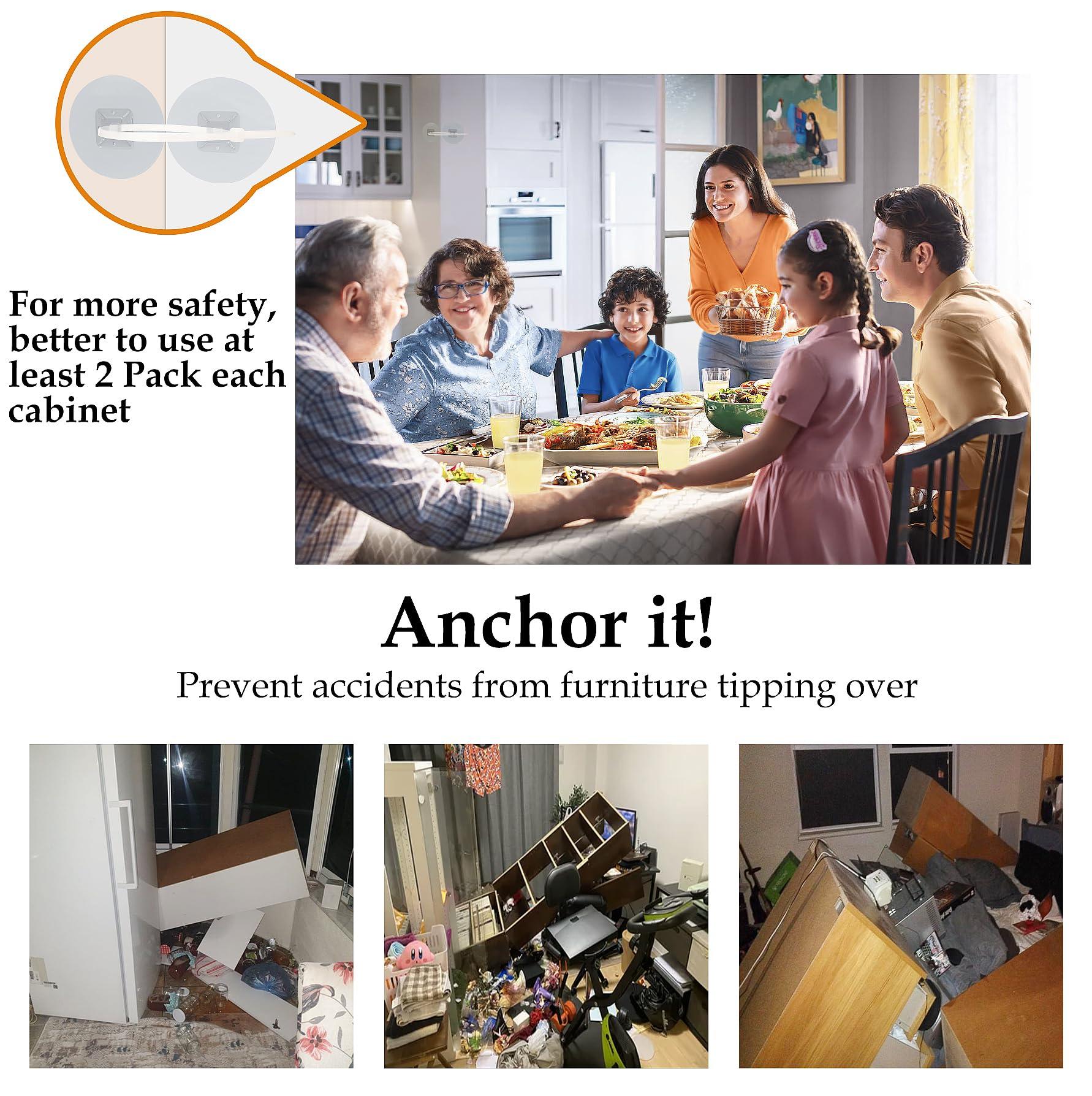 Furniture Anchors (30 Pack) No Drill Upgraded Furniture Straps for Baby Proofing, Self-Adhesive Secure 168 Pound Furniture Prevent Falling Anti Tip Earthquake Straps for Child Safety - Image 4