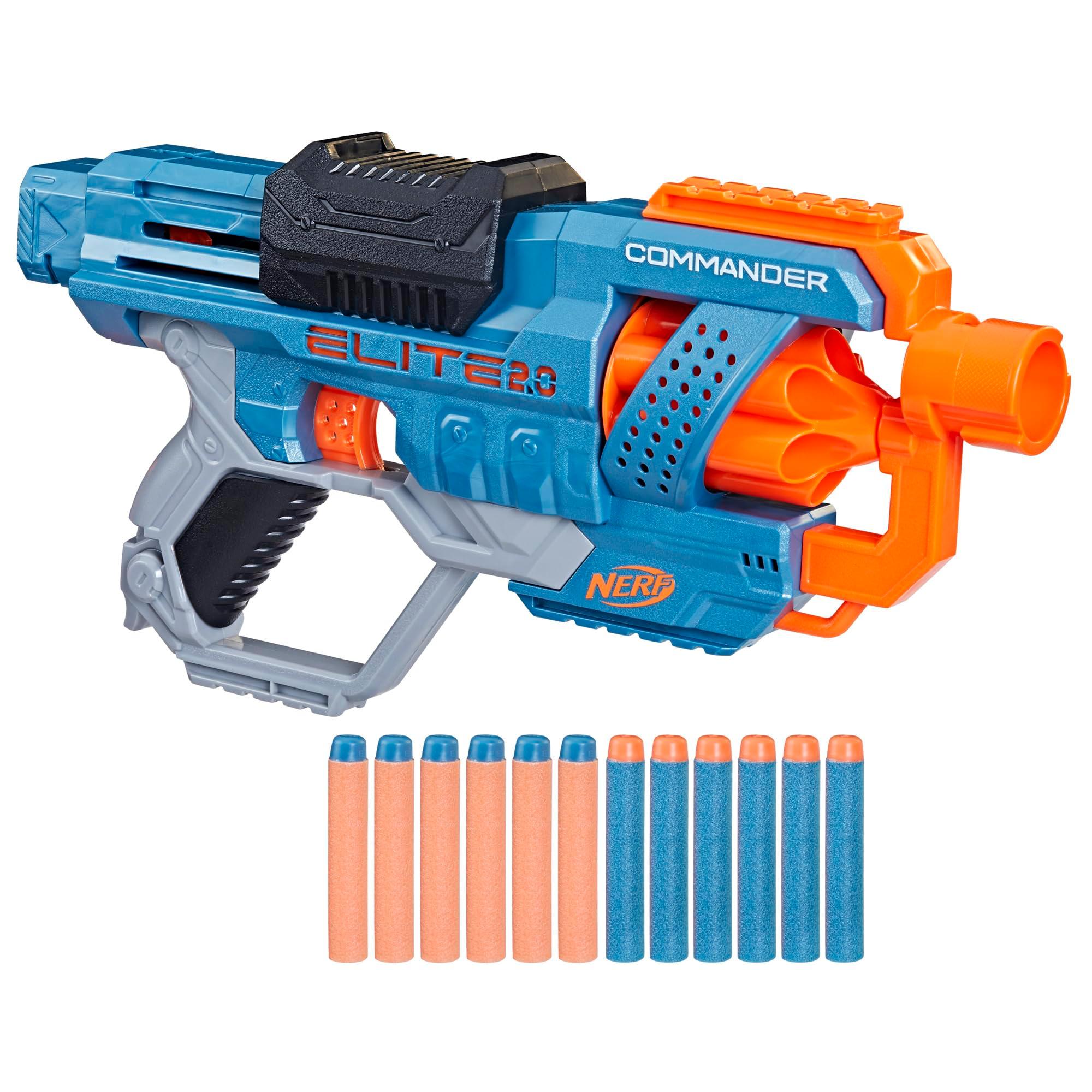 NERF Elite 2.0 Commander RD-6 Dart Blaster, 12 Darts, 6-Dart Rotating Drum, Outdoor Toys, Ages 8 and Up